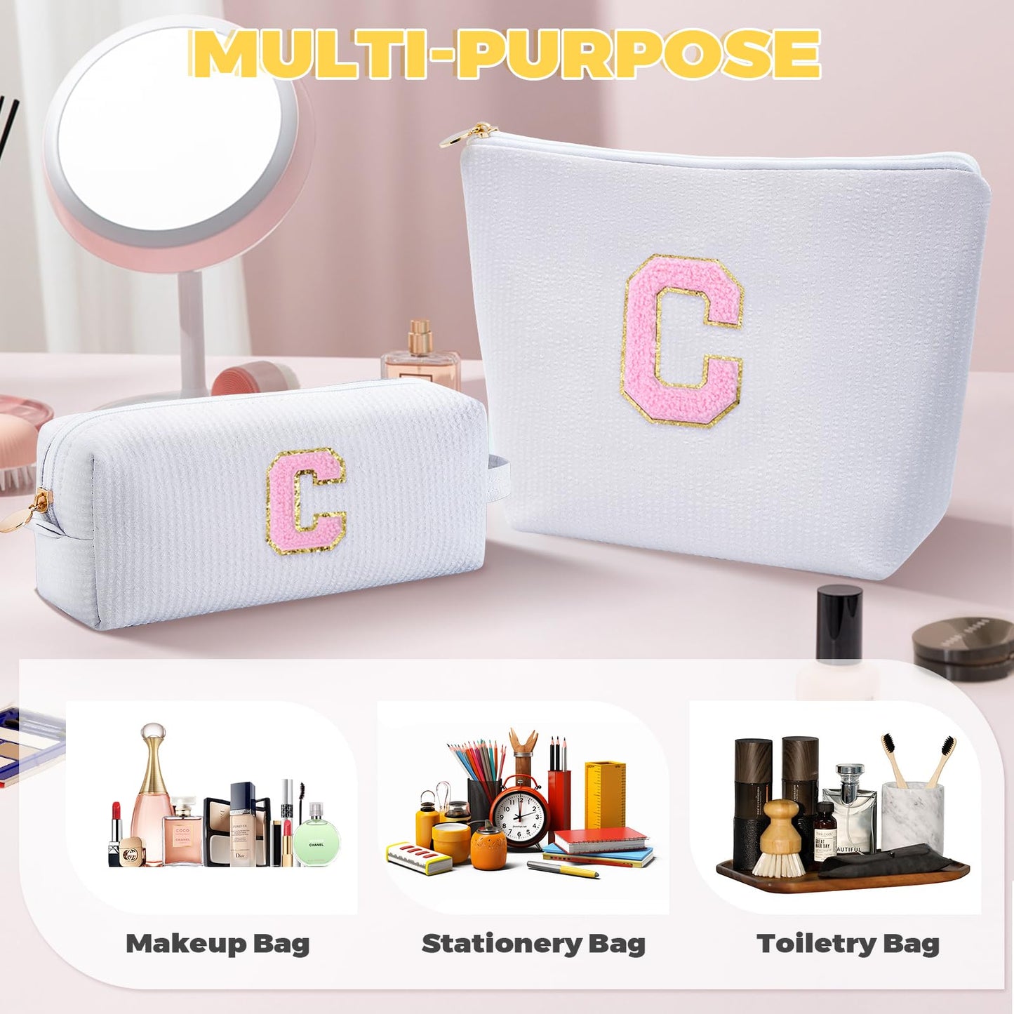 Btffitting Gifts for Teen Girls Women - Birthday Gifts for 10 11 12 13 14 15 16 17 18 Years Old Girl,Makeup Bag Cosmetic Bag,Teacher Gift Trendy Stuff Toiletry Bag - White,C