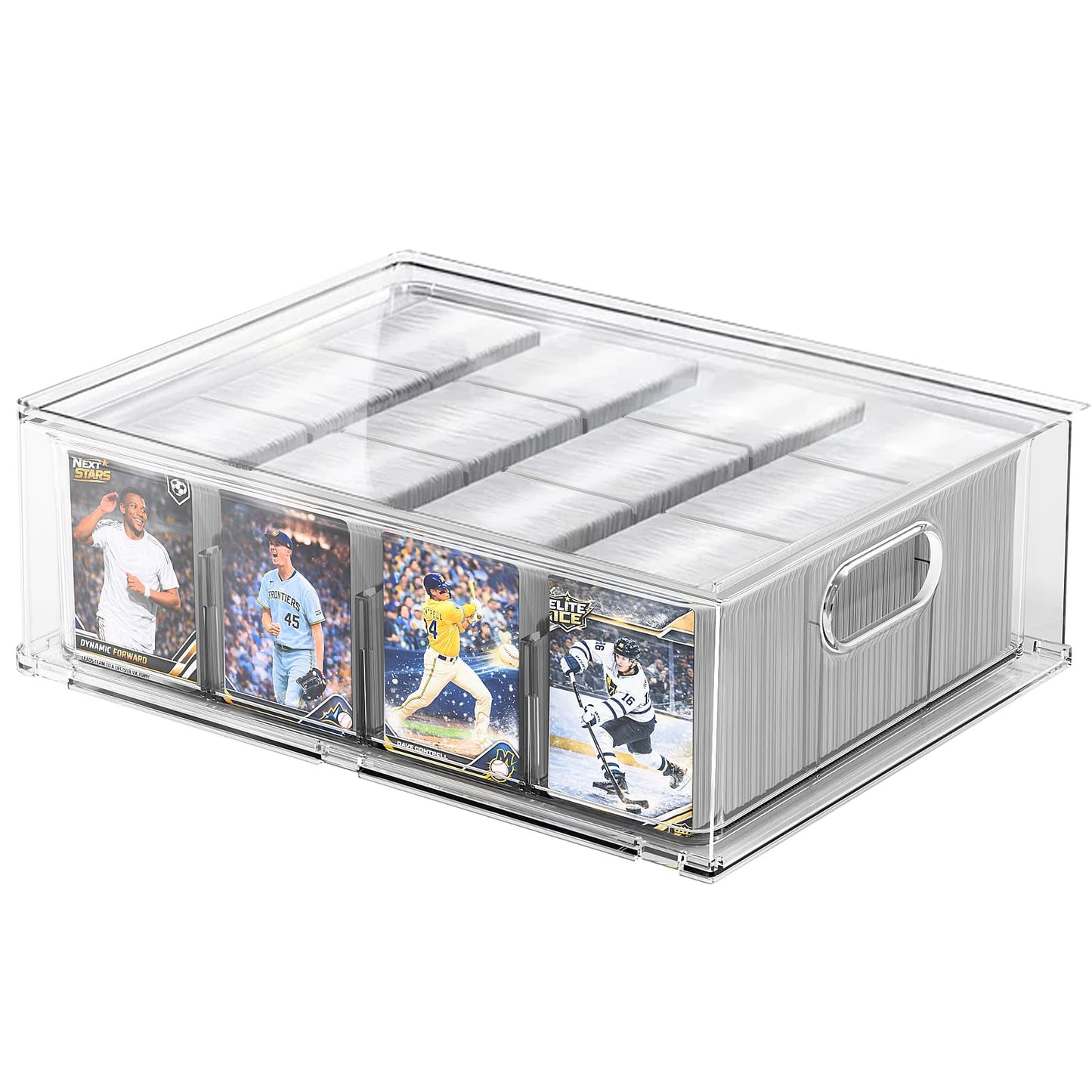 BluBrk Trading Card Storage Box - Clear Large Storage Organizer Holds 3200 Cards with Foam Inserts Blocks – Display Case for TCG, MTG & Sports Cards (1-Pack)