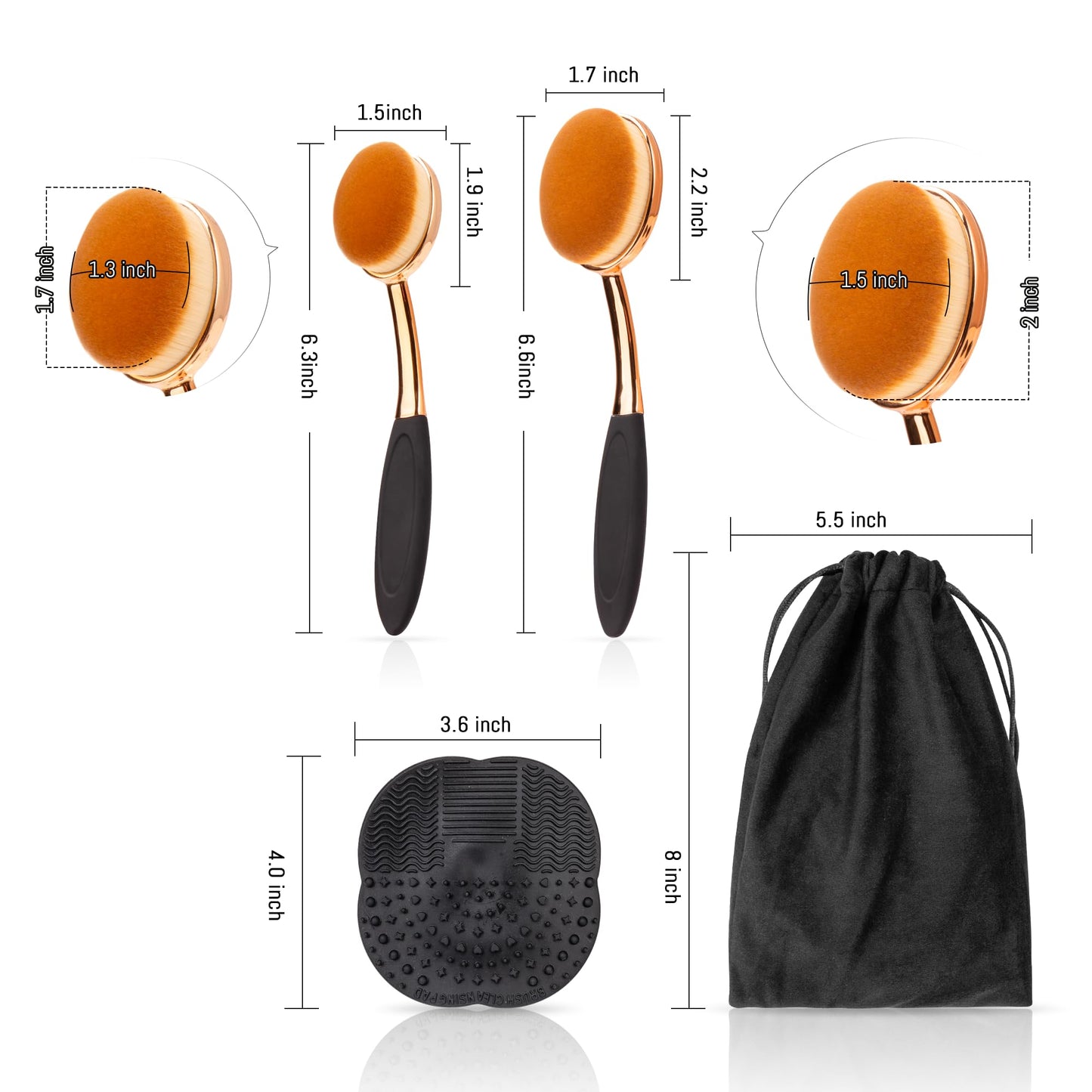 Sunscreen Applicator Set - Sunblock Brush for Kids Adults, Child-Safe for Face and Body,Sun Lotion Applicator Makeup Brush with Storage Bag & Cleaning Mat, Travel Size (3 pcs-Gold)