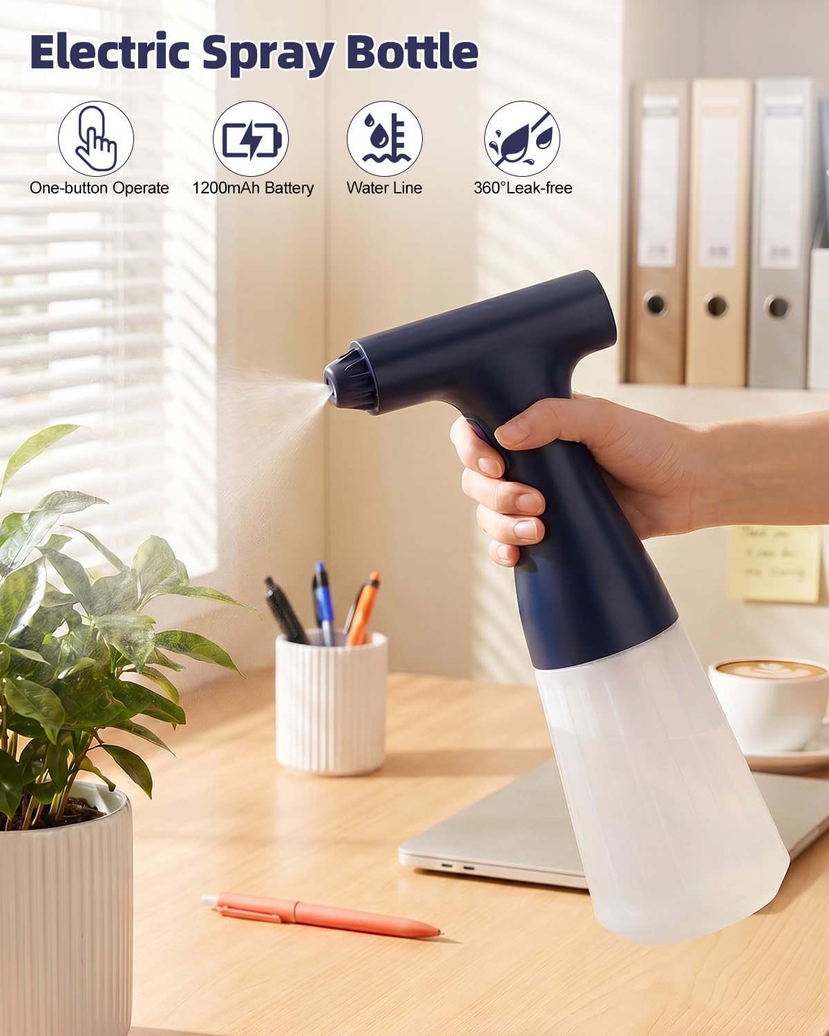 Wedama Electric Spray Bottle, 17 oz Empty Spray Bottles Automatic Spray Bottle Continuous Spray Bottle Rechargeable Sprayer with Adjustable Nozzle for Cleaning, Plant, Hair, Skincare, Pet (2 Pack)