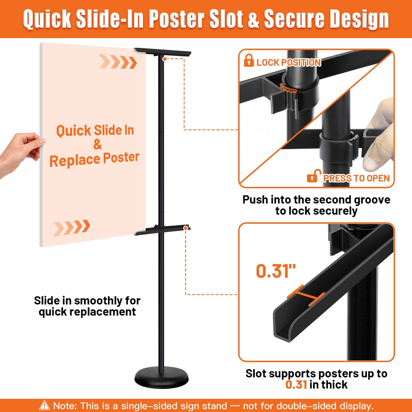 VAIIGO 2Pack Adjustable Poster Stand for Display, Single-Sided Floor Pedestal Sign Holder, Poster Board Easel Stand up to 58", Welcome Sign Stand for Foam & Board, Wedding, Business & Events – Black