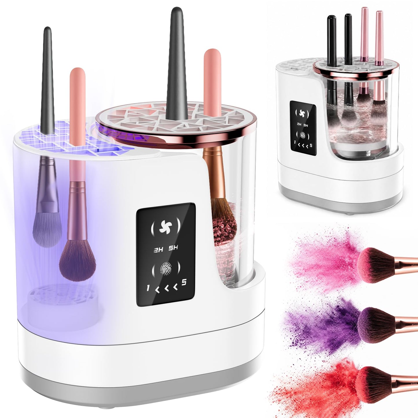 3-in-1 Electric Makeup Brush Cleaner Machine, Automatic Deep Cleaning & Drying, USB Powered for Most Brushes & Sponges