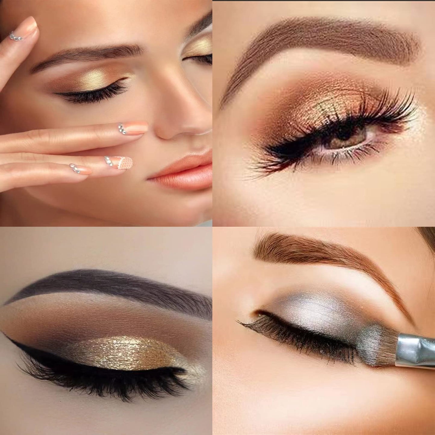 Gold Glitter Eyeshadow Set, 6 Shimmer Colors - Highly Pigmented, Long Lasting, Waterproof & Sweatproof - Professional Nude Palette for Women - Warm, Natural, Neutral & Smokey Eye Shades (#06)