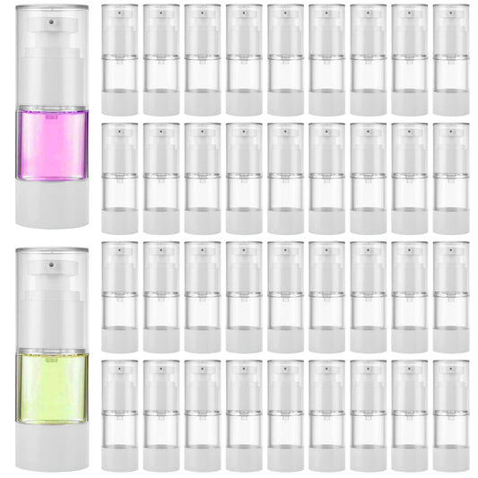 SENENQU 40 PCS 0.5 Oz 15ml Airless Pump Bottles Travel Size Empty Pump Bottle Lotion Container Refillable Cosmetic Pump Dispensers for Foundation Moisturizer Shampoo Toiletry