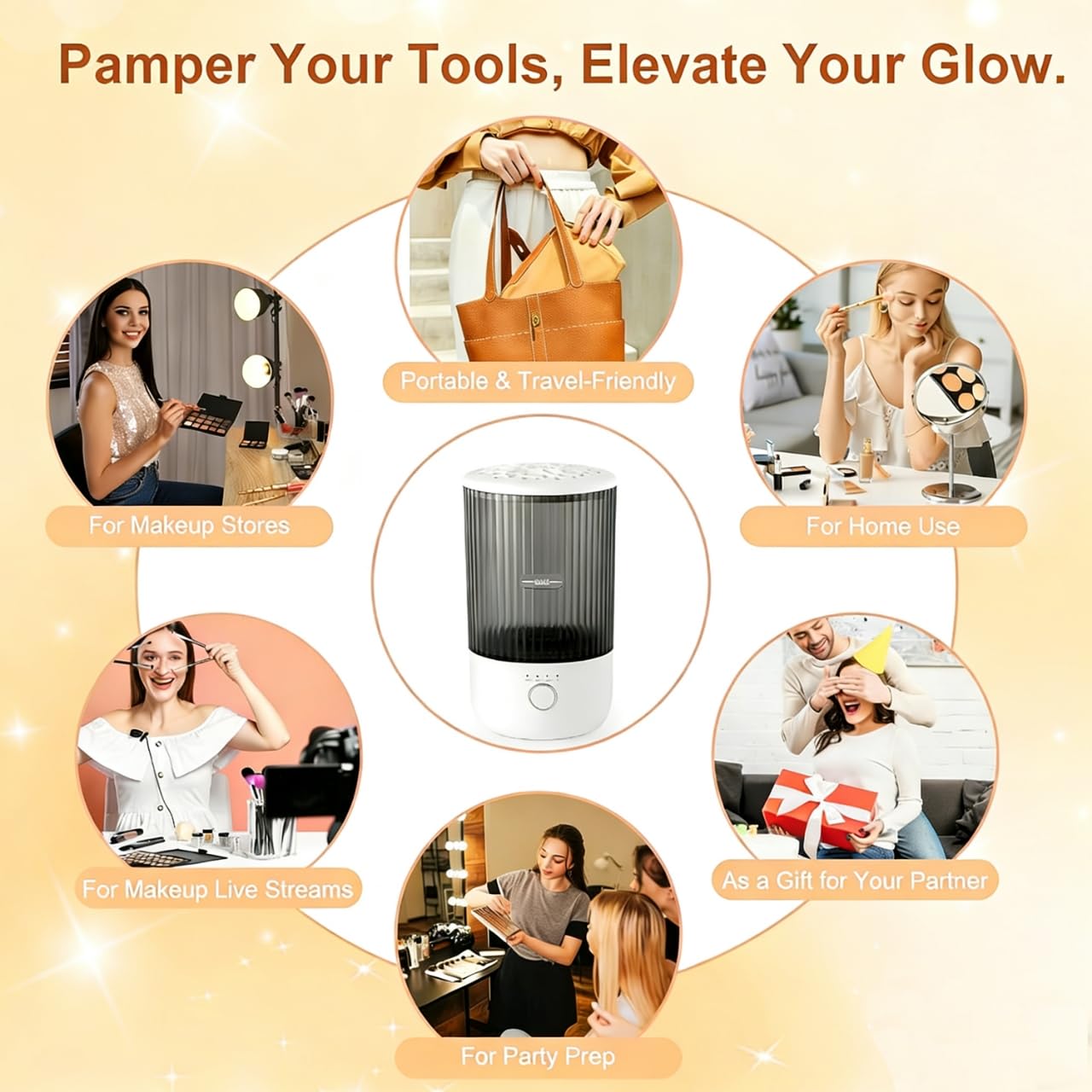 Luslife Electric Makeup Brush Cleaning Machine, Multi Functional Integrated Makeup Brushes Cleaner, One Click Start, Suitable for Various Makeup Brushes & Tools