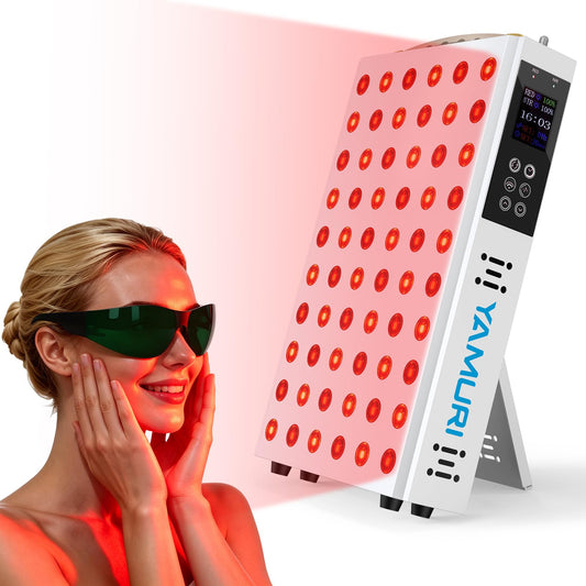YAMURI Red Light Therapy for Body, 660nm 850nm Red Light Panel for Face, 110W with 60 Dual Chip LEDs, 135mW/cm² High-Power Home Red Light Therapy Device for Daily Wellness & Relaxation