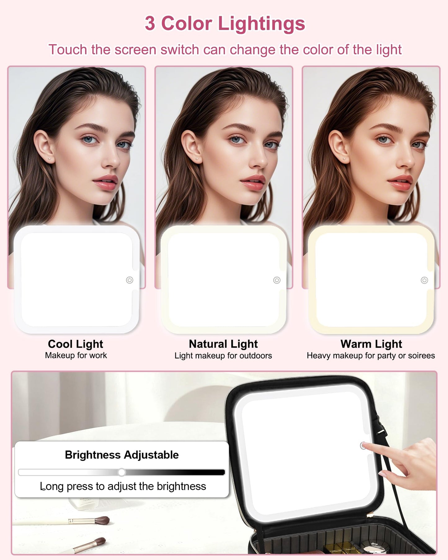 Relavel Initial Makeup Bag with LED Mirror for Women, Personalized Travel Cosmetic Organizer Train Case, Birthday Gifts for Teens Girls Grandkids Graduation Teacher Friends, Trendy Stuff, Black A