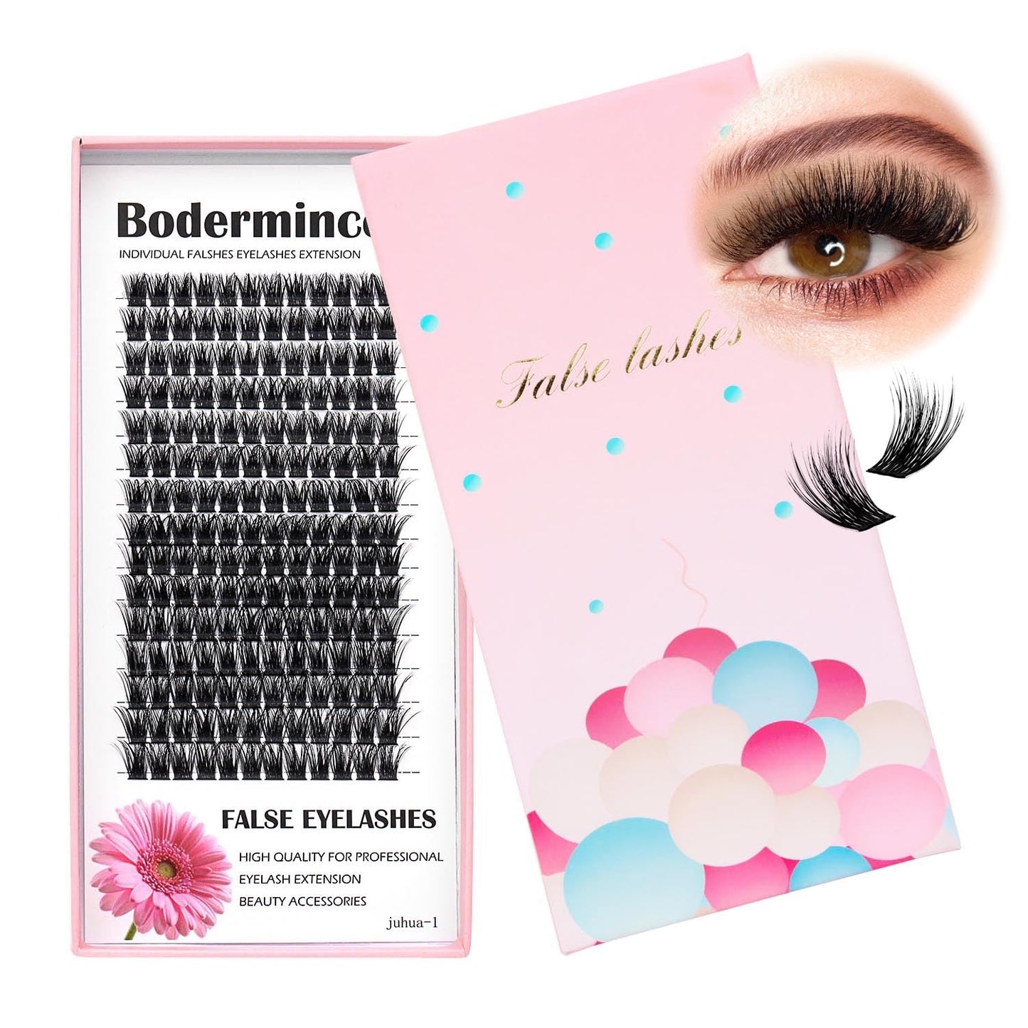 Bodermincer Large Tray 180pcs D Curl Professional Makeup Wide Cluster Individual Cluster EyeLashes Grafting Fake False Eyelashes (14-16-18mm Mixed)