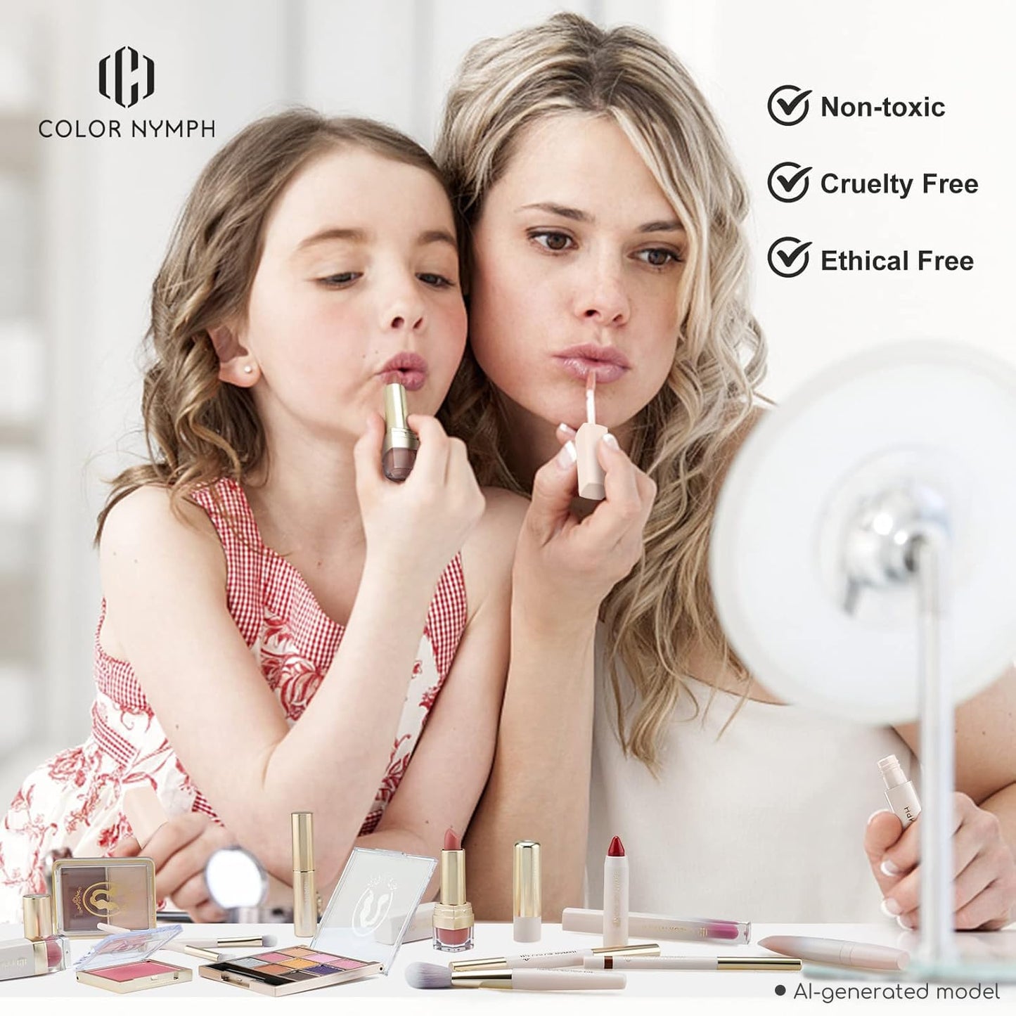 Color Nymph Makeup Gift Set For Teens, Full Kit With Make Up Kits Beginner Makeup Sets with Paper Exquisite Purple Cosmetics Box 2 Eyeshadow Palettes, Mascara, Lipstick, Lipgloss Makeup Set Brushes