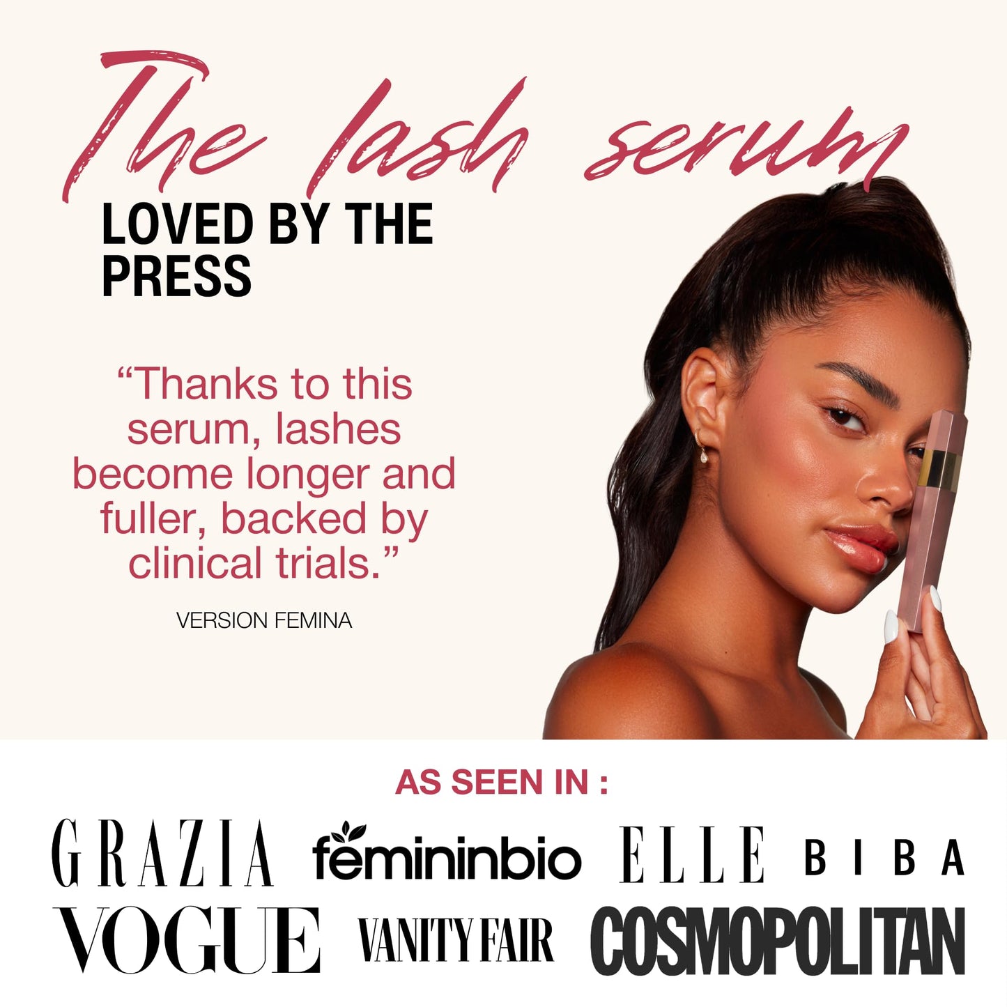 ROSEGOLD ROSELASH Advanced Eyelash Growth Serum Lash Serum Eyelash Enhancer for Fuller Longer Thicker Lashes - 95% Natural Made in France - Hormone Free Fragrance Free Vegan Cruelty Free