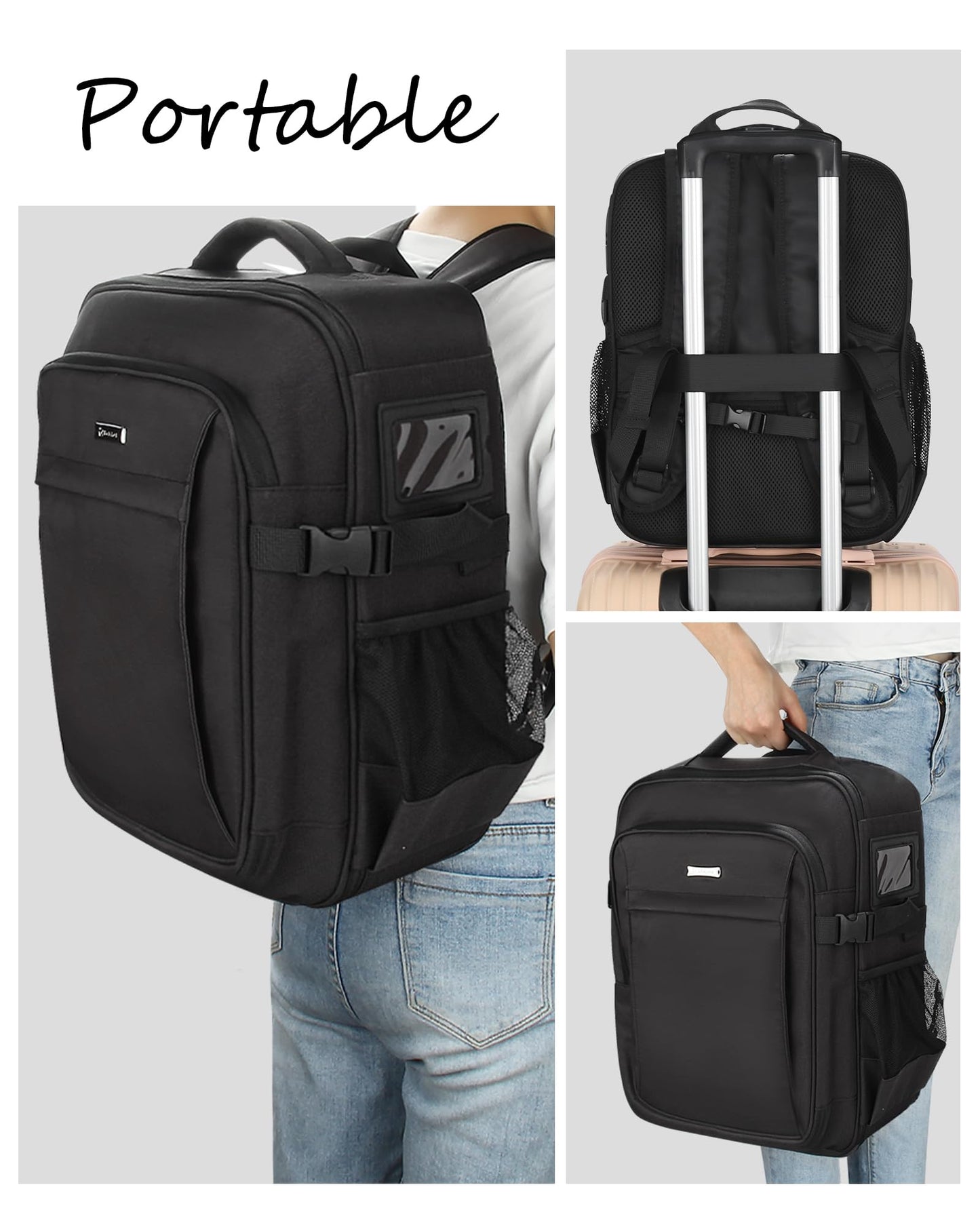 Relavel Makeup Backpack, Professional Travel Train Case Makeup Artist Kit Set Bag for Women Extra Large Cosmetic Organizer, Brush Storage Holder, with Adjustable High Dividers, Black