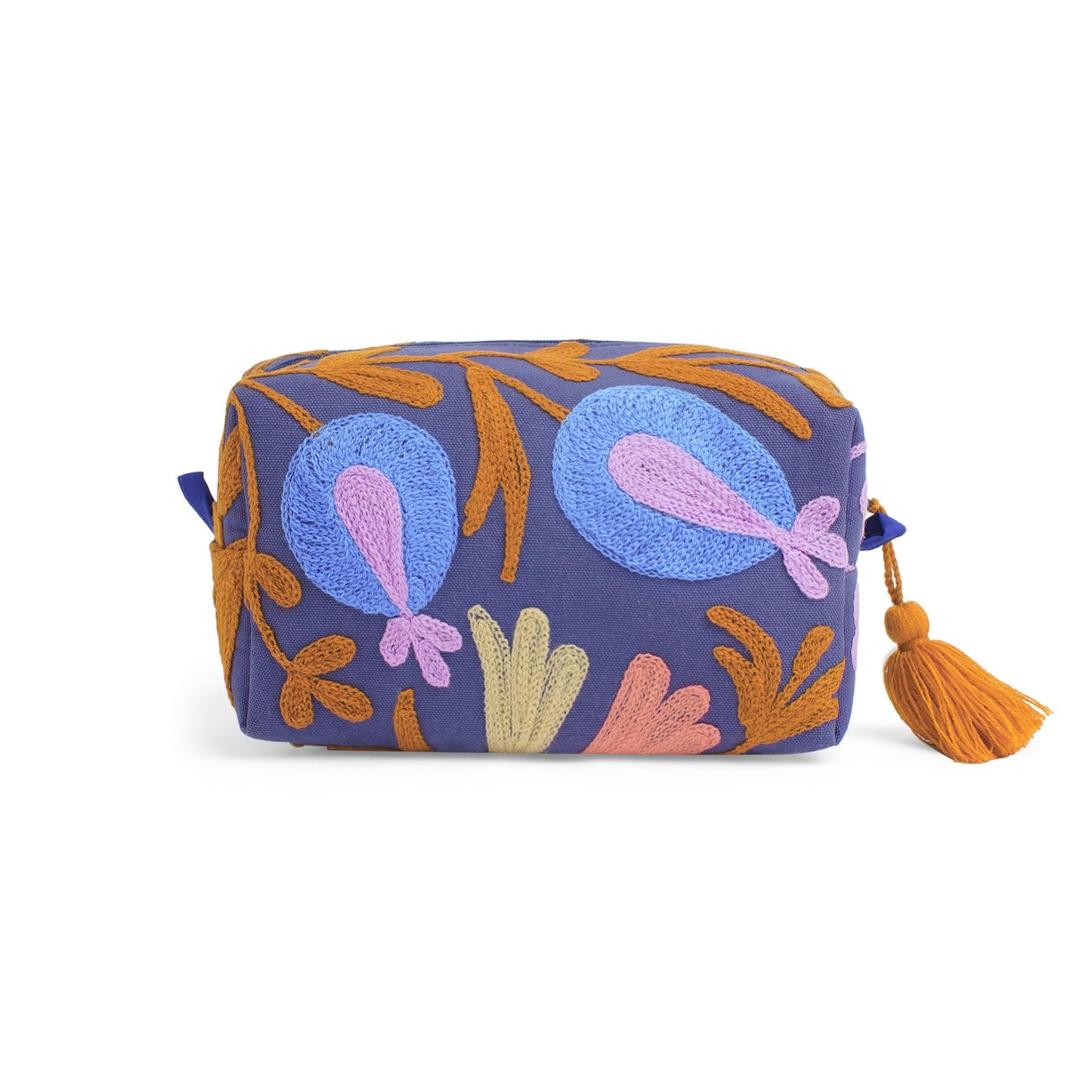 Huar Travel Makeup Bag- Large Capacity Cosmetic Bags for Women - Water Resistance Lining Portable Pouch & Open Toiletry Bag - Perfect Girls Makeup Organizer for Travel Essentials (Dark Blue)