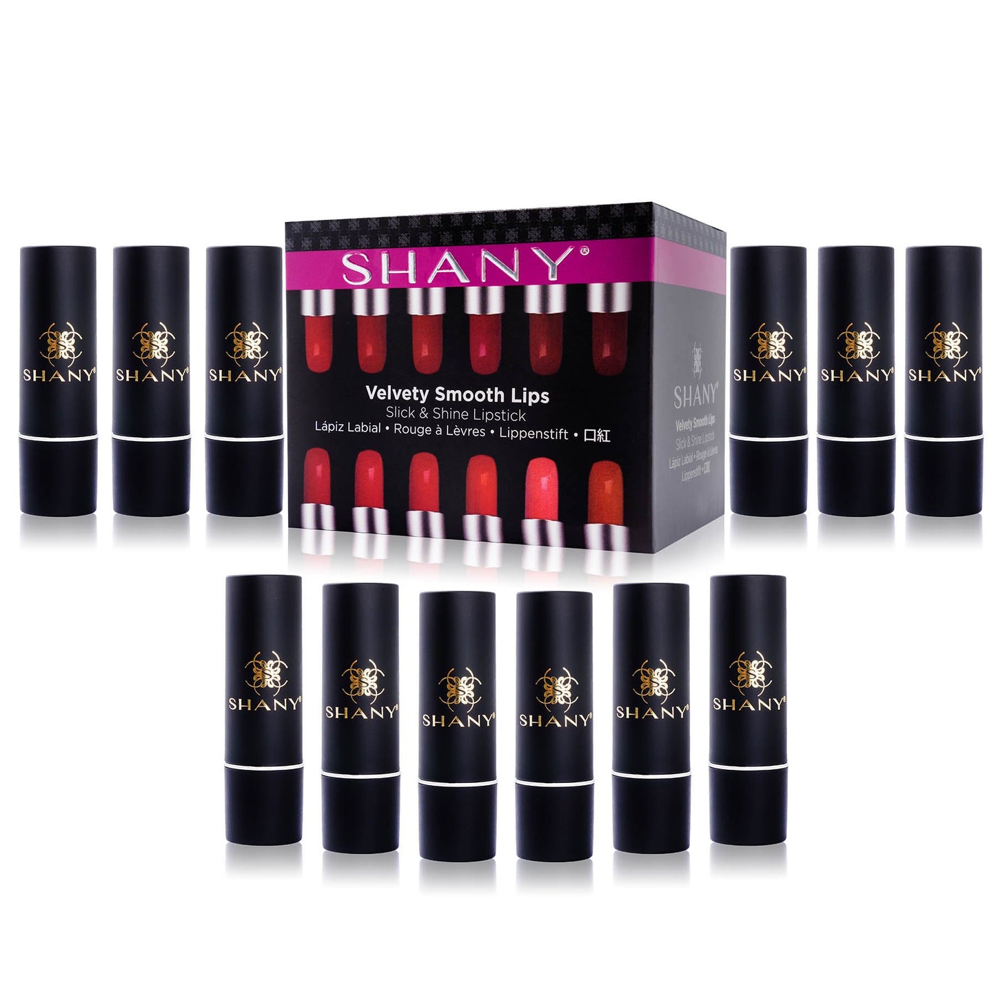 SHANY Slick & Shine Multi-Colored Lipstick Set - 12 Matte Lip Colors Long Lasting & Moisturizing Lip Shades In A Premium Packaging Gift Box with Vitamin E and Aloe Vera. Multi Pack