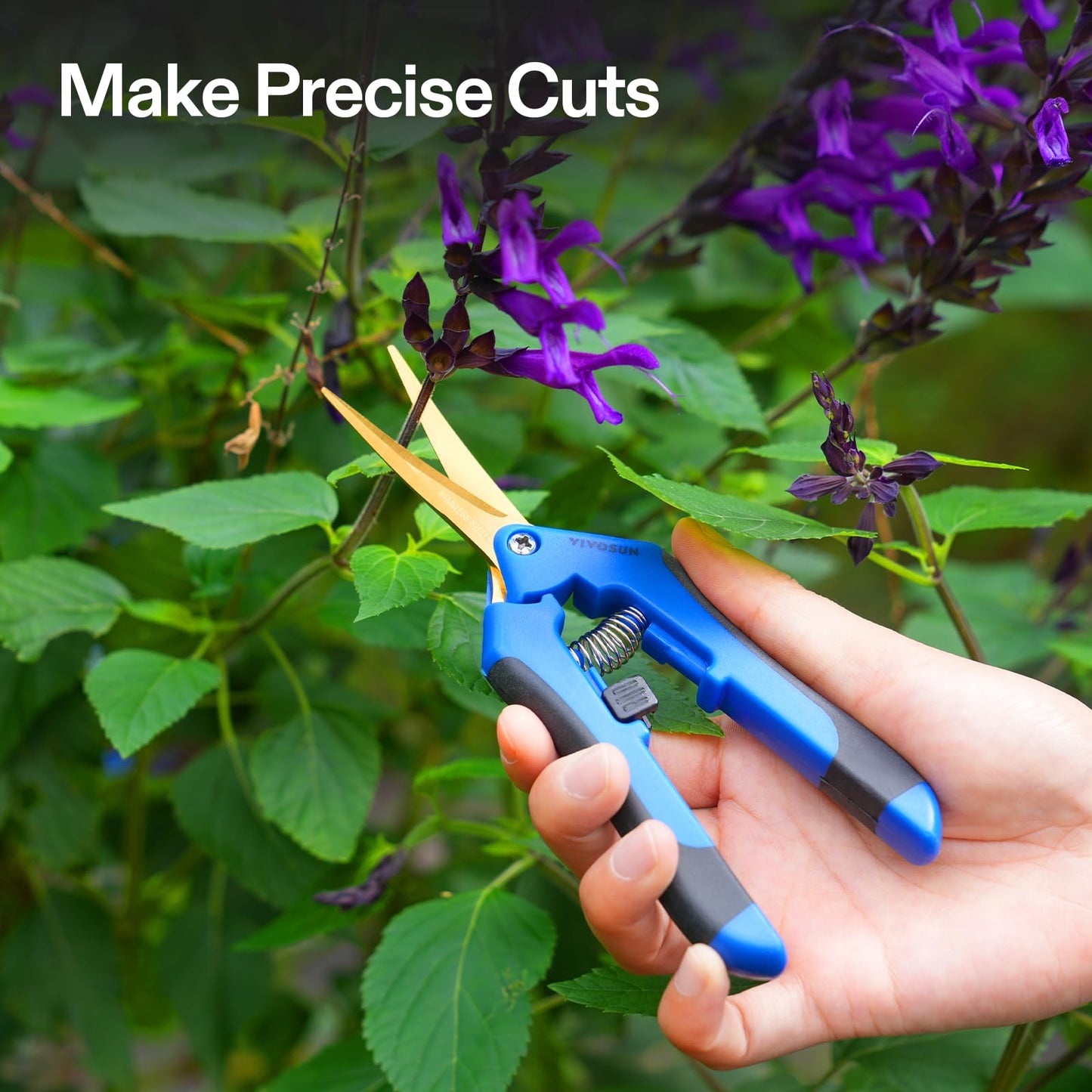 VIVOSUN 6-Pack 6.5 Inch Gardening Scissors Hand Pruner Pruning Shear with Titanium Coated Curved Precision Blades