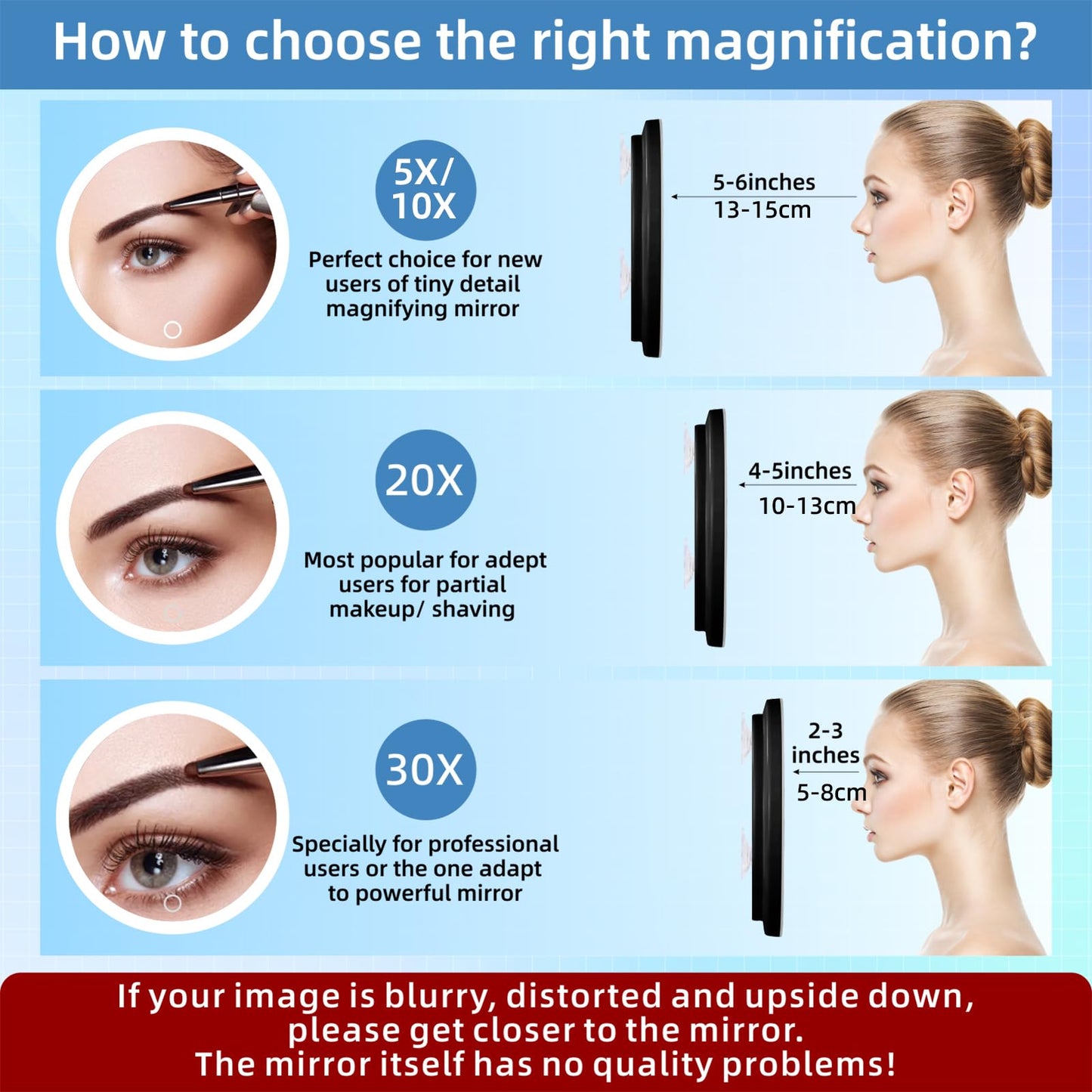 30x Magnifying Mirror with Light, 6inch Lighted 30x Magnified Mirror with 3 Suction Cups, Travel Magnifying Mirror 30x with light, High Magnification Makeup Mirror with Tweezers & Scissors Sets