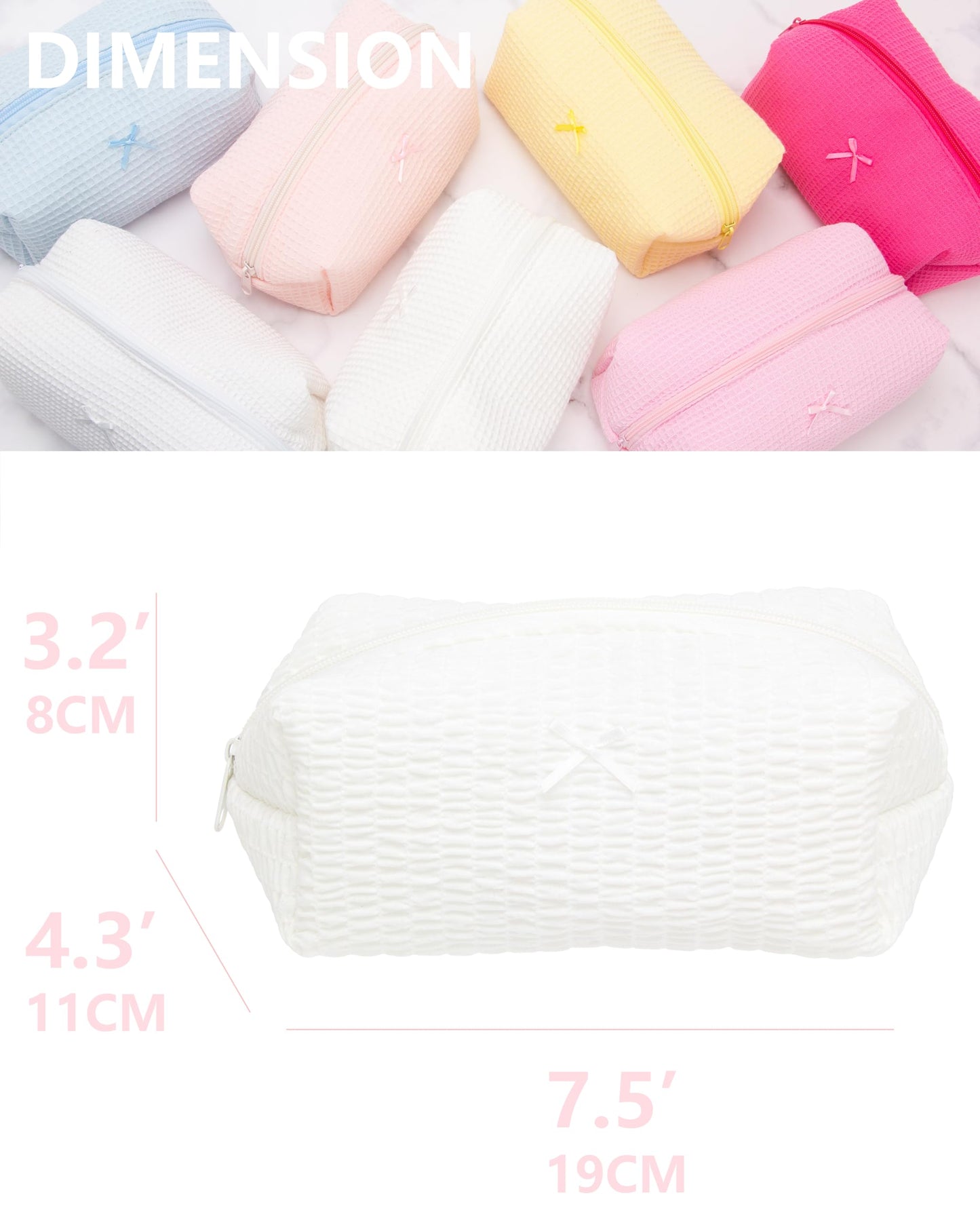 PAZIMIIK 6PCS Cozy Makeup Bag Small Aesthetic Travel Zipper Cosmetic Pouch for Women Make Up Beauty Accessories Brushes, Bubble White