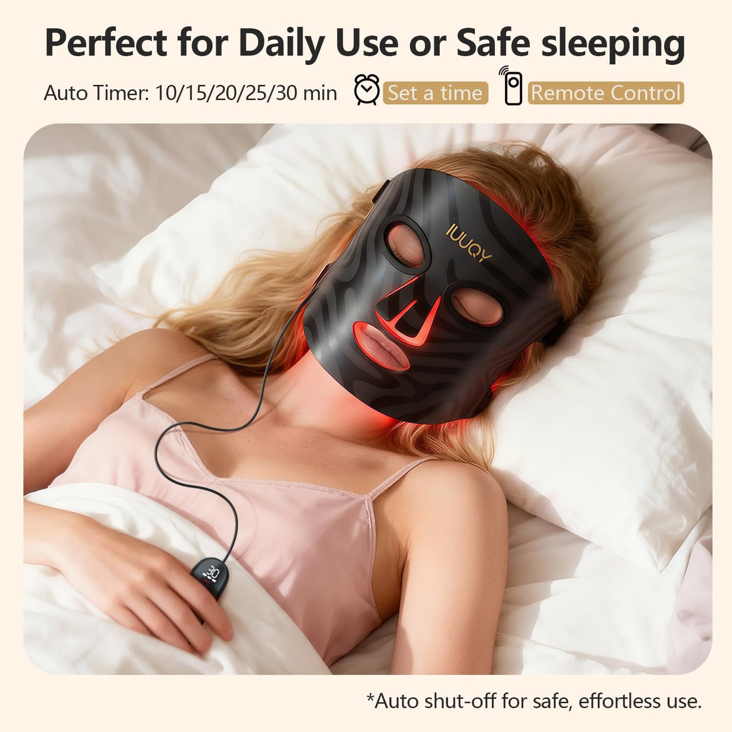 IUUQY 4-Color Red Light Therapy for Face, 400 LED Red Light Therapy Mask with Timing Function, Portable Led Face Mask Light Therapy for Home & Travel