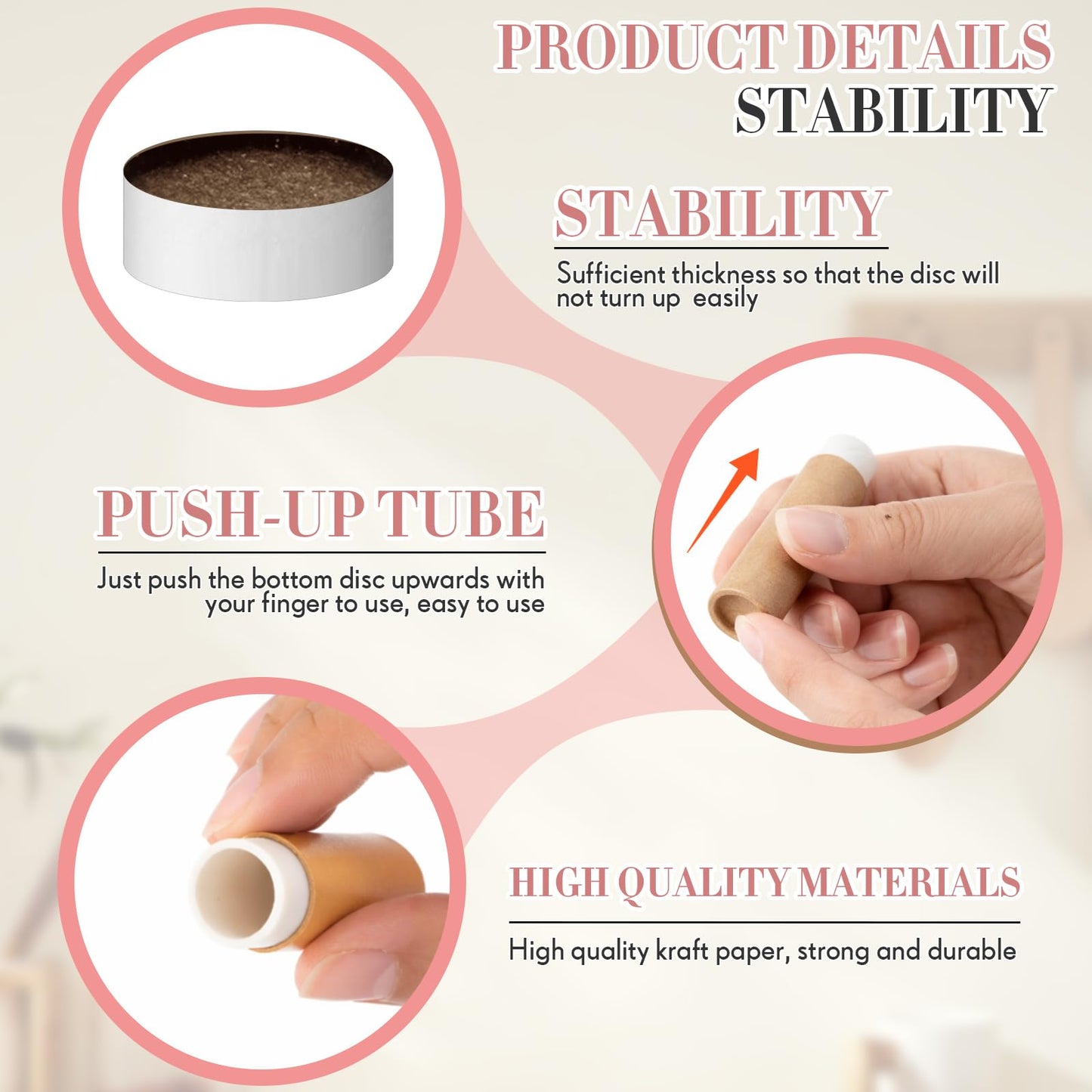 Fuyoooo 50 Pcs Paperboard Lip Balm Tubes with Filling Tray and Spatula Set, 0.176 Oz/5g Empty Cardboard Lipstick Tubes for Lip Gloss Container DIY for Lipstick Gloss Deodorant Solid Perfume (Cowhide)