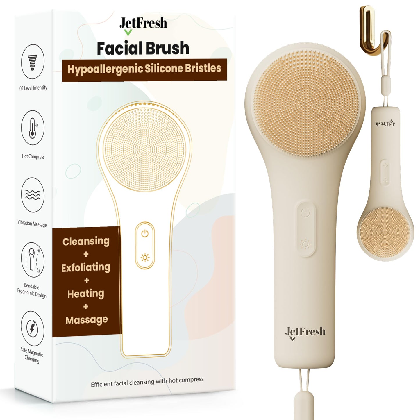 Electric Face Scrubber Facial Cleansing Brush with 5 Modes and Sonic Pulse - Soft Bristles, Waterproof & Rechargeable Silicone face Brushes for Cleansing, Exfoliating, Massaging for Men and Women