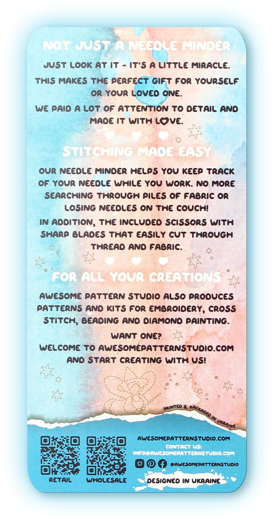 Awesome Pattern Studio Sleeping Beauty Castle Magnetic Needle Minder + 2 Needle Threaders + Crane Scissors. Enamel Pin for Cross Stitch, Embroidery and Craft