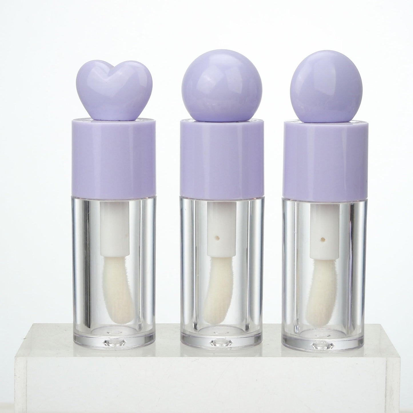 COSIDEA 18pcs 4ml 0.13oz Round Purple big doe foot wand lip gloss tubes for DIY Cute lipgloss containers tubes with thick brush