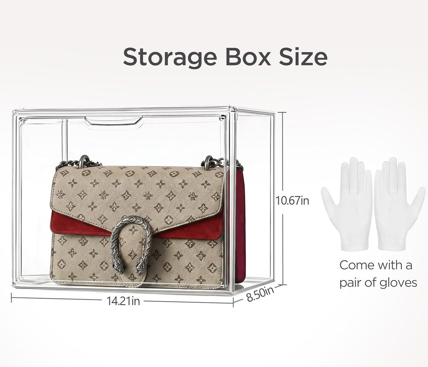 HBlife 4 Pack Purse Storage Organizer for Closet, Large Clear Stackable Handbag Display Case Box with Magnetic Door for Collectibles, Cosmetics, Women Heels and Toys