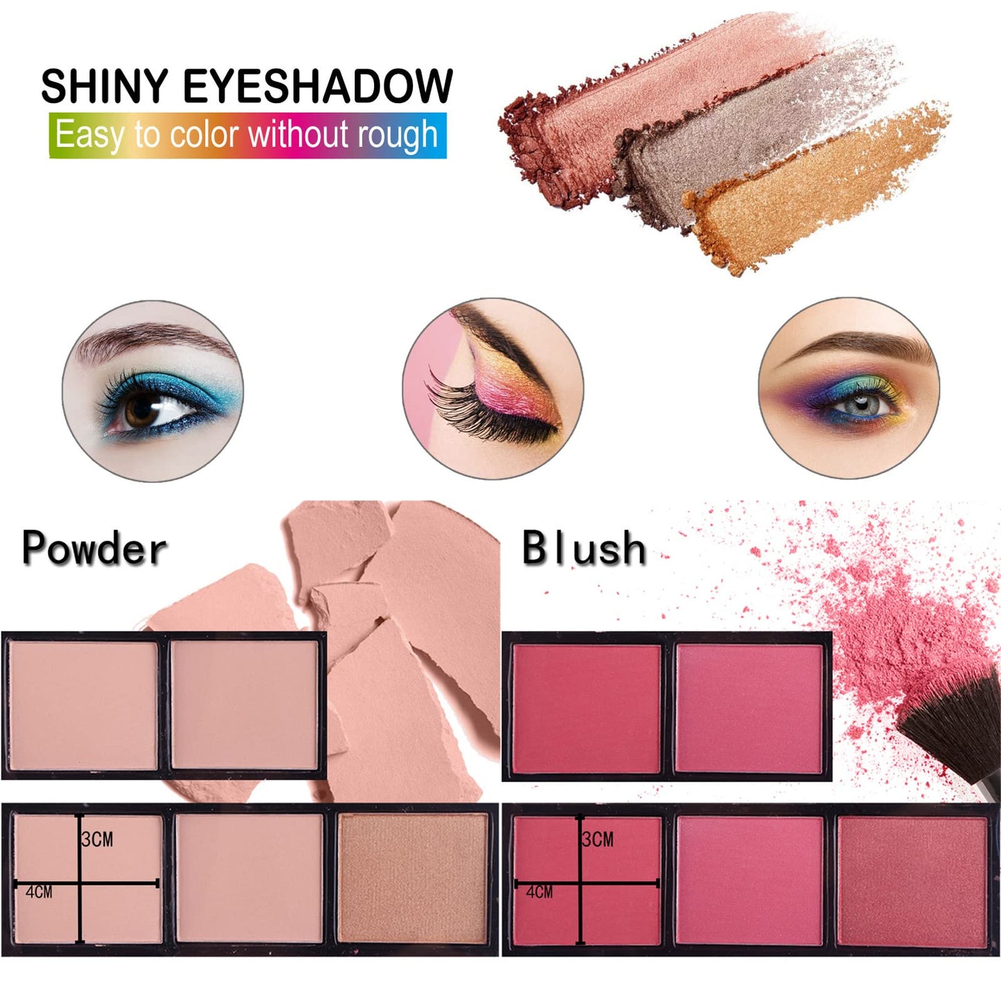 JasCherry All-in-One Make-up Box Set Multi-purpose Cosmetic Storage Beauty Case Professional Contain Eyeshadow Blusher Lip Gloss Cream Brow Powder Highlight and Makeup Pencil Brush #1