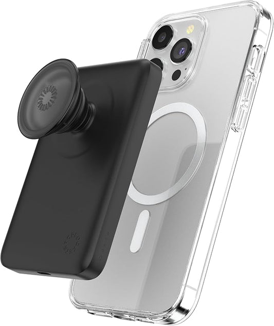 PopSockets PowerPack for MagSafe Magnetic Power Bank, Portable Phone Charger, Magnetic Wireless Battery Pack, 5000mAh for iPhone 16/15/14/13/12 Pro/Pro Max/Plus - Black