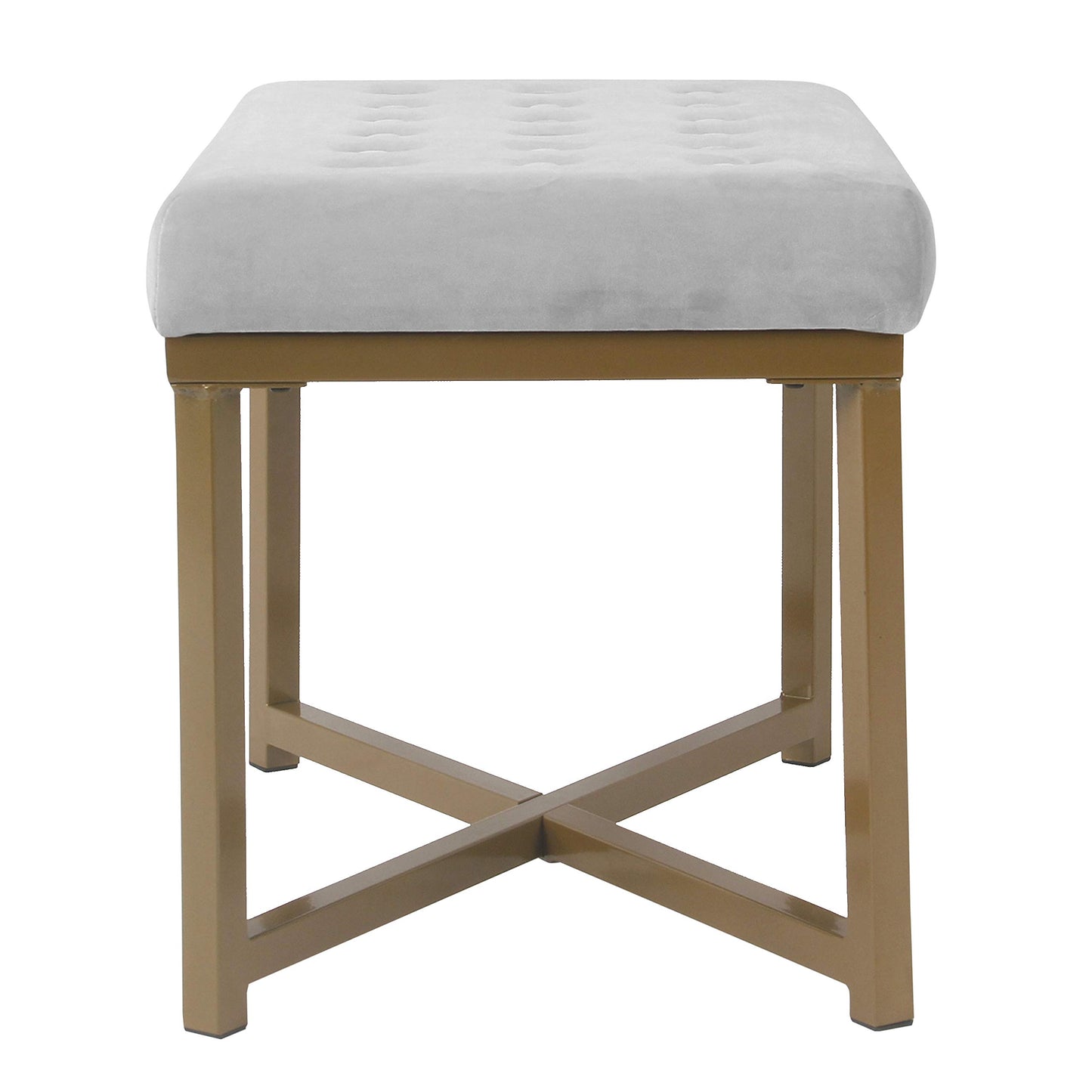HomePop 24" Tufted Velvet Ottoman Bench - Silver