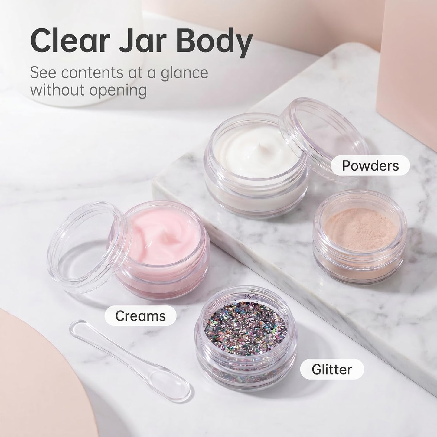 3 Gram Sample Containers with Lids, 100 Count Tiny Sample Jars, Empty Lip Balm Containers, Mini Cosmetic Container with Lids, Makeup Travel Container with Labels, Mini Disposable Spatulas