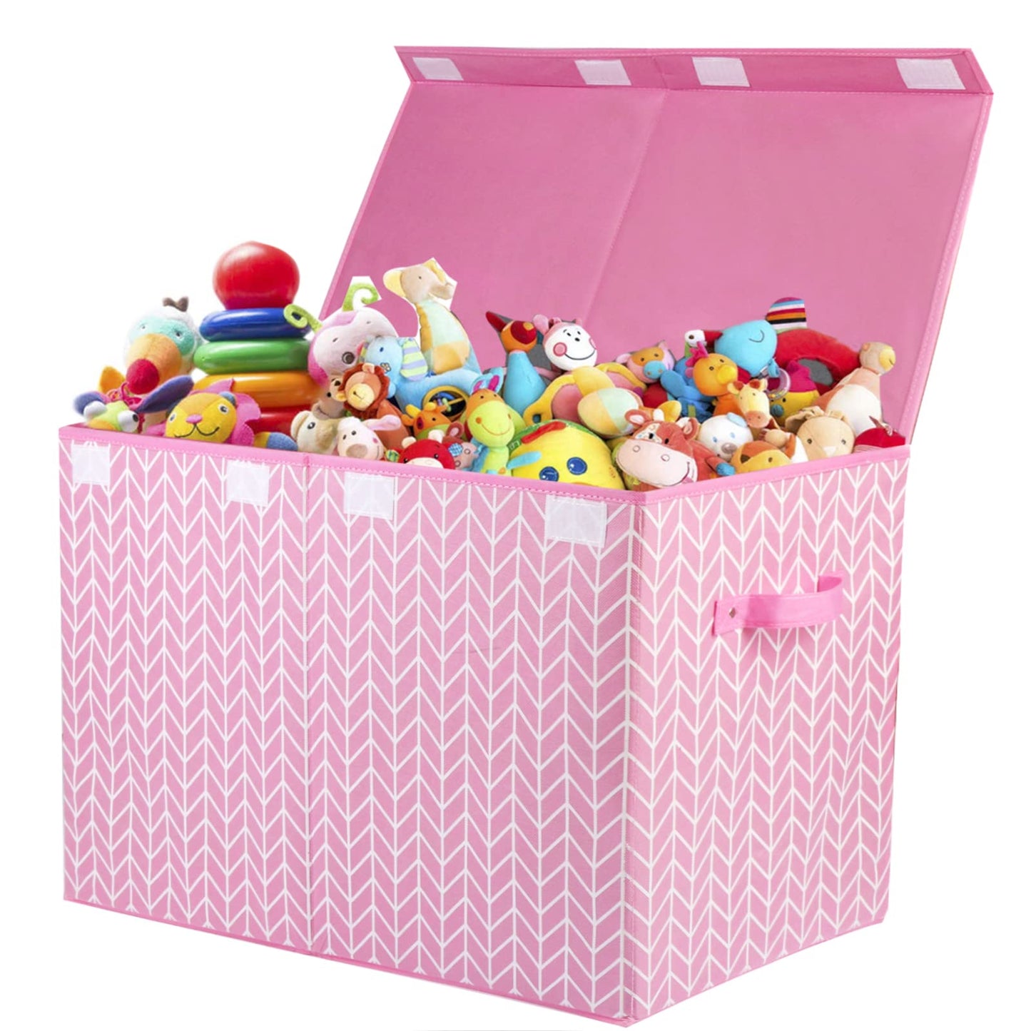 Mayniu Large Toy Storage Box Chest for Girls Kids, Sturdy Toy Box Bin Organizer Baskets with Lid for Living Room, Nursery, Closet, Bedroom, Playroom 25"x13" x16" (Pink)