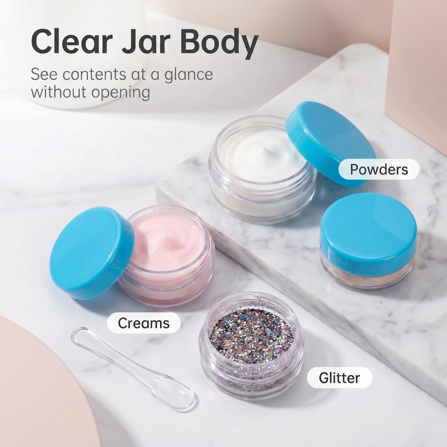 3 Gram Sample Containers with Lids, 100 Count Tiny Sample Jars, Empty Lip Balm Containers, Mini Cosmetic Container with Lids, Makeup Travel Container with Labels, Mini Disposable Spatulas