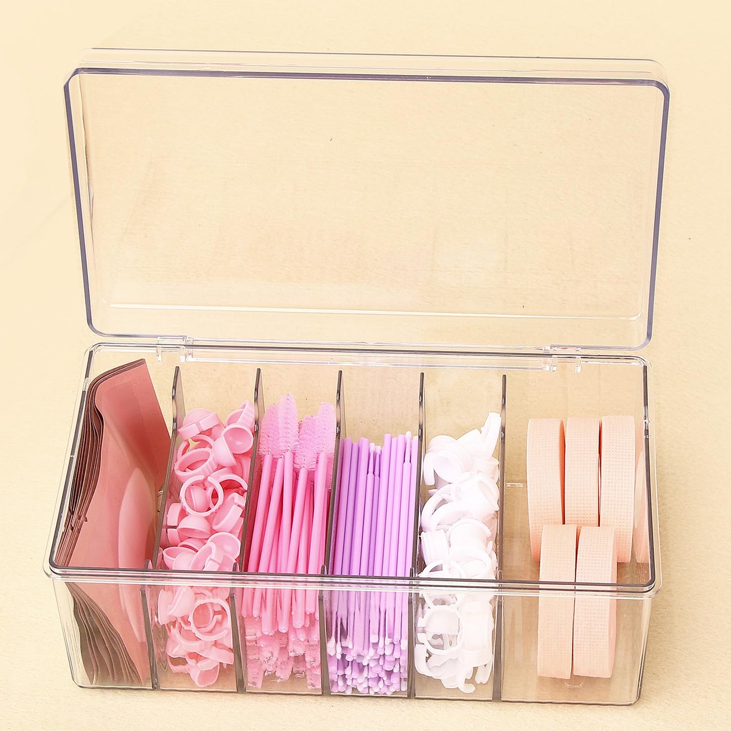 MoyRetty 1PC Acrylic Lash Extension Organizer, Large Capacity Eyelash Extension Supplies Storage Container Box, Neatly Store and Organize Your Lash Supplies