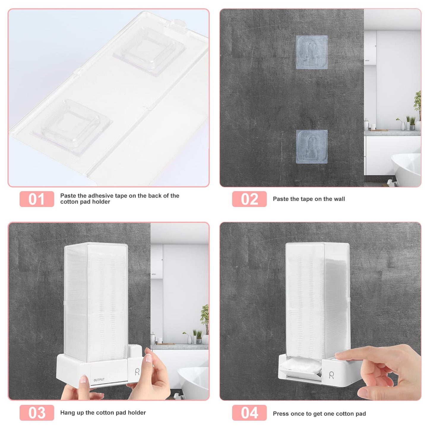 Aukiron Automatic Cotton Pad Holder, Square Press Out Cosmetic Cotton Makeup Removers Pad Holder, Makeup Organizer Container Dispenser Storage Display Rack (White)