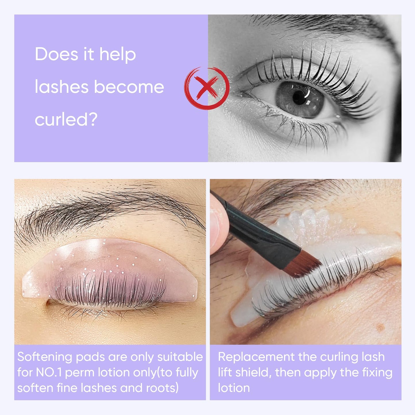 PERMANIA Flat Shields, Thin Korean Lash Lift Pad For NO.1 Perm Soften Eyelashes For Salon Usage Flatter Rods (Purple)