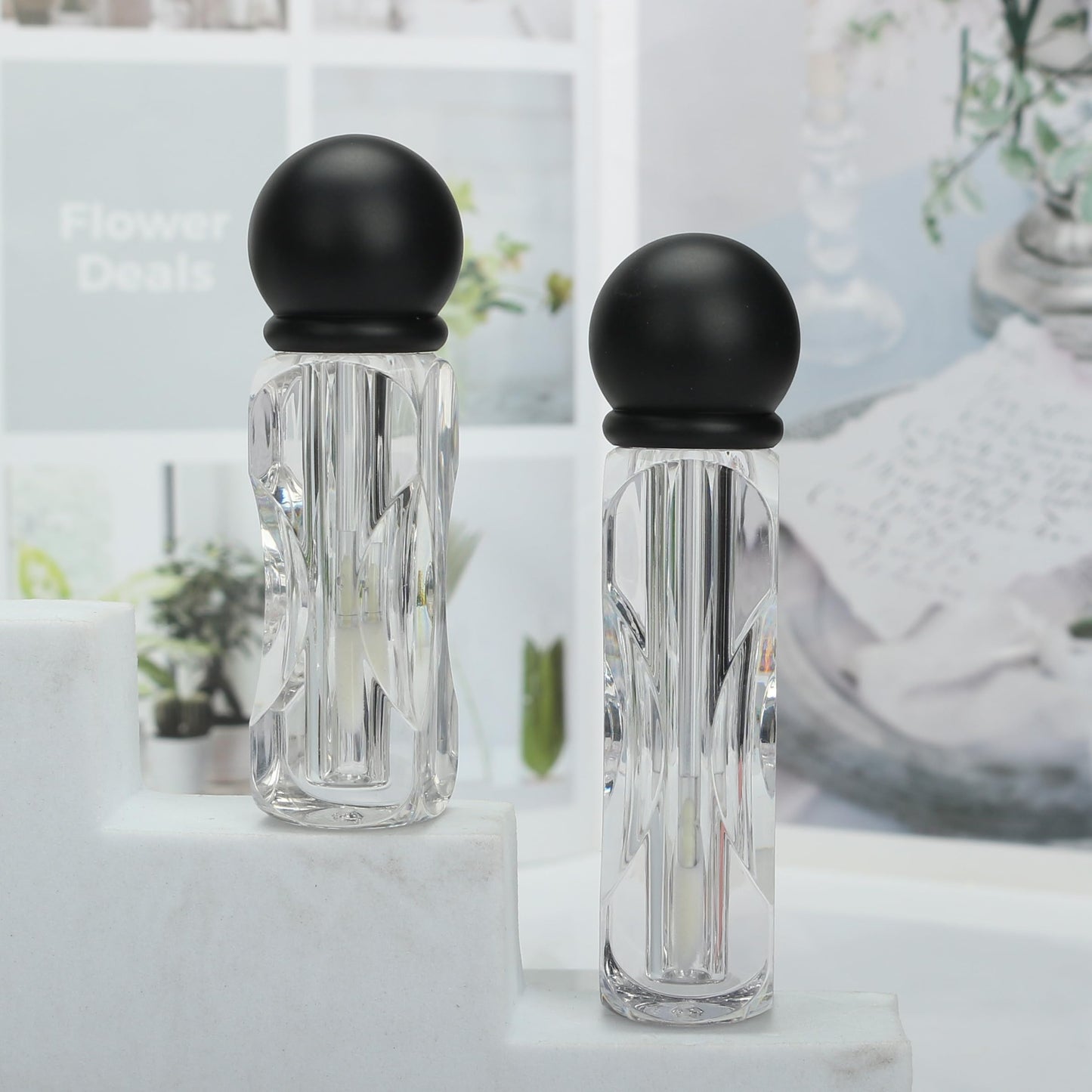 COSIDEA 18pcs Empty 4.5ml Black lip gloss tubes with wand ball shape cap wholesale lipgloss tube container bottles for refill lip oil