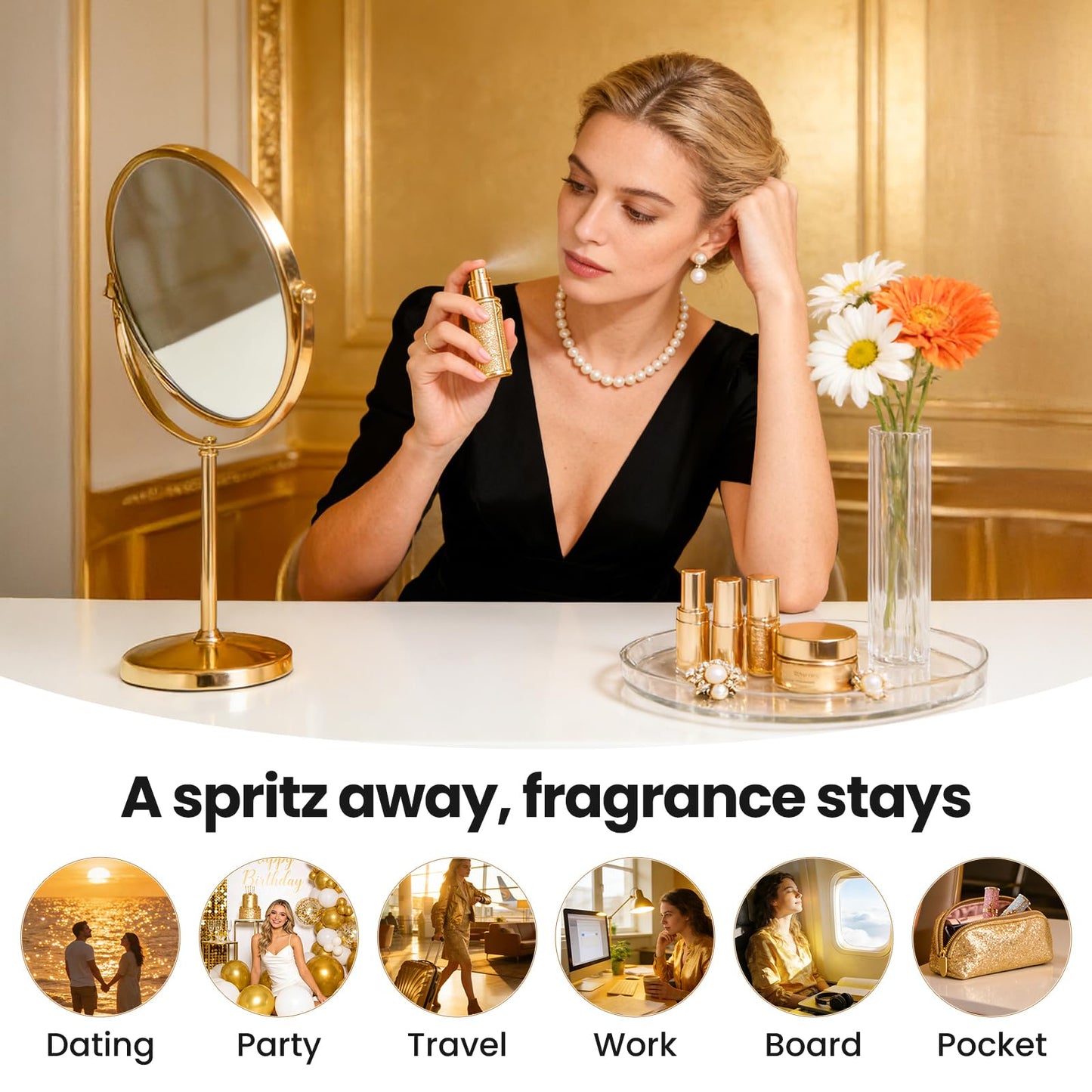 EZEJIAO Travel Perfume Bottle Refillable 3PCS, Leak-Proof TSA Perfume Travel Bottle, Luxury Refillable Perfume Atomizer Portable Perfume Sprayer for Women & Men