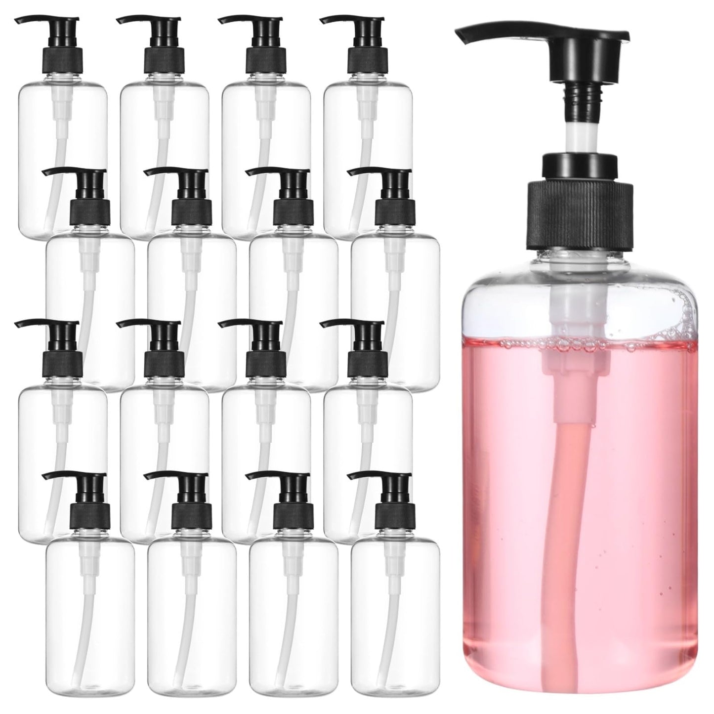 Skdqiee 30 PCS Empty Lotion Bottles with Pump - 8 oz/250ml Refillable Plastic Pump Bottles Hand Dish Dispenser Portable Travel Lotion Container for Shampoo, Conditioner, Cream, Liquid (Clear)