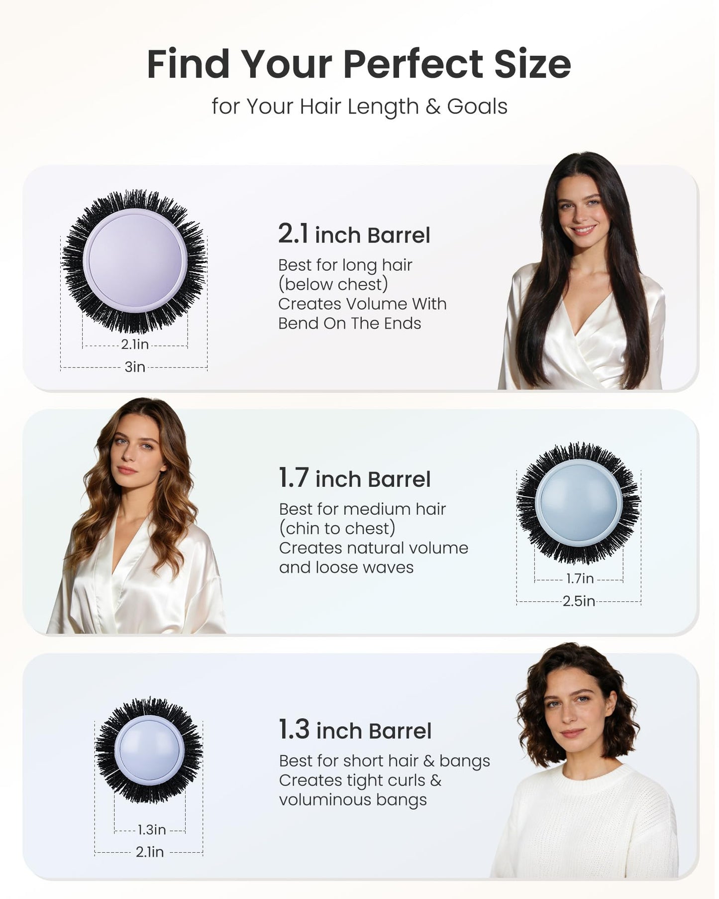 AIMIKE NaturaVol Round Brush for Blow Out,Nano Thermal Ceramic-Coated Round Hair Brush for Fine Hair,Fast Blow Dry for Smooth Salon-Style Finish at Home,Adds Volume,Teal (1.7"Barrel,2.5"with Bristles)