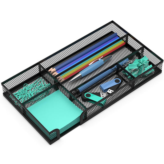 ITAYVAN Desk Drawer Organizer, Small Metal Mesh Drawer Organizer Tray, Office Pencil Drawer Organizer Accessories for Desktop, Bathroom, Kitchen, Makeup, Vanity
