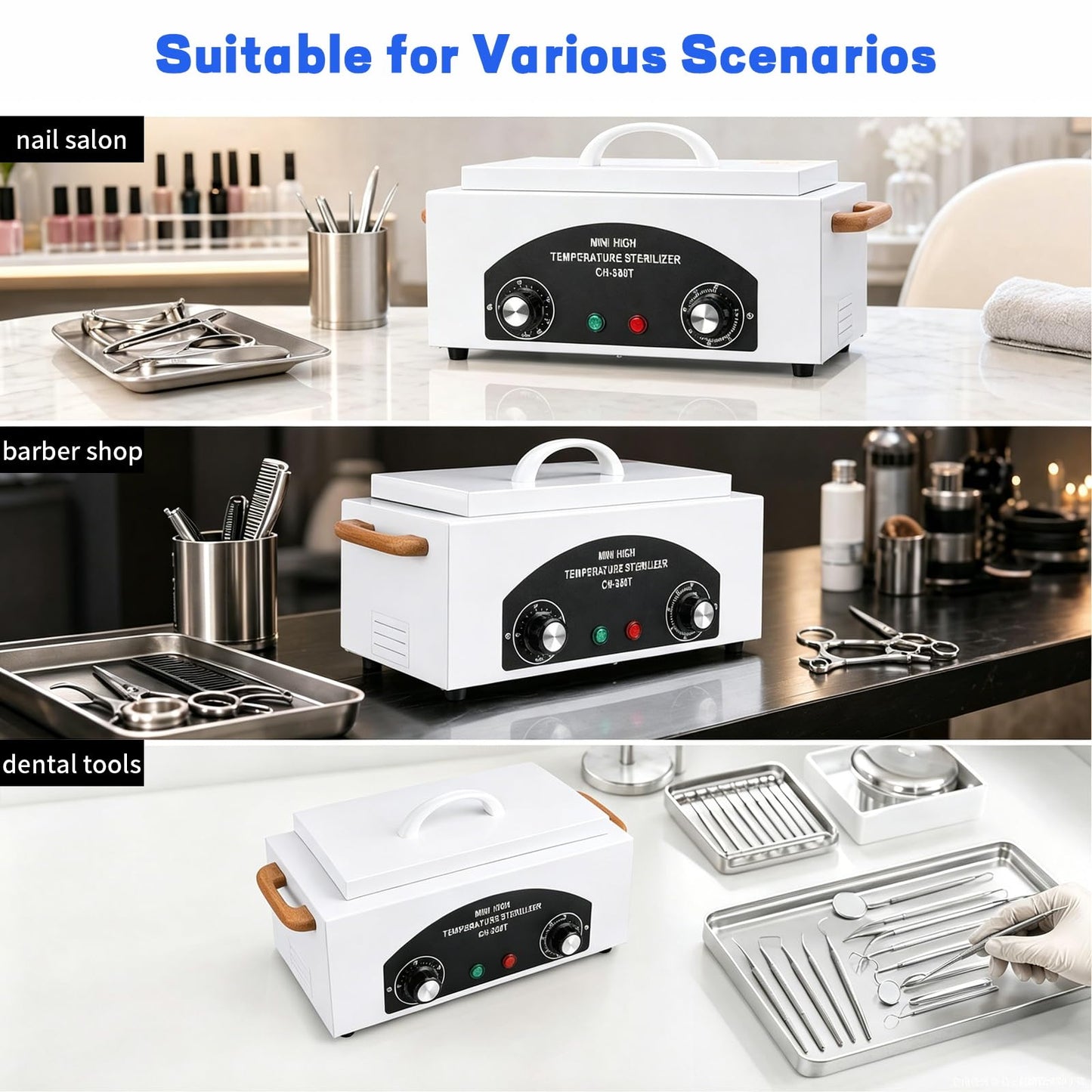 High Temperature Sterilizer Autoclave Machine, 110V 1.5L Metal Tool Cleaner Machine, 300W esterilizador de manicura, Nail Tool Sterilizer with Timer for Sundry Beauty Hair Nail Metal Tools