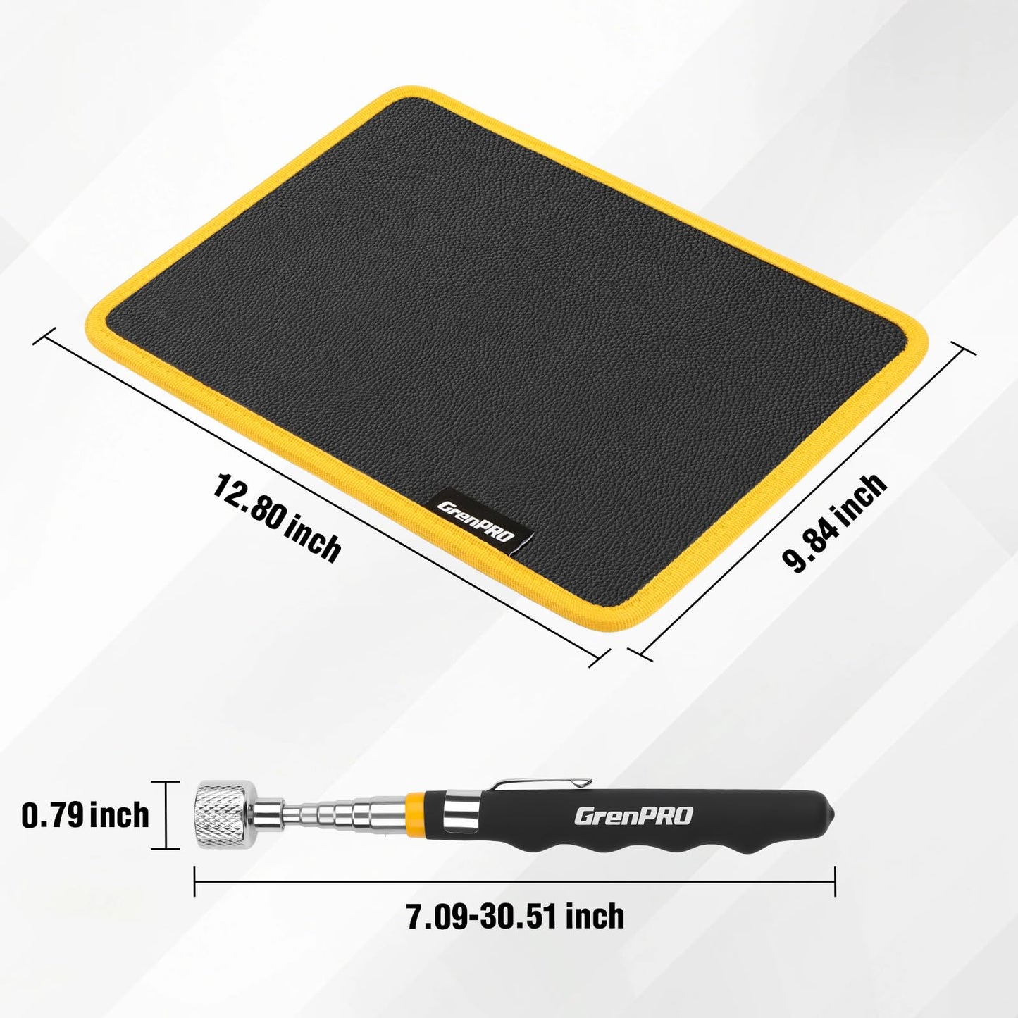 GRENPRO Magnetic Tool Mat 2-Pack, Non-Slip Magnetic Tool Organizer & Telescoping, Heavy-Duty Tool Pad for Mechanics, Garage, Workshop & Auto Repair