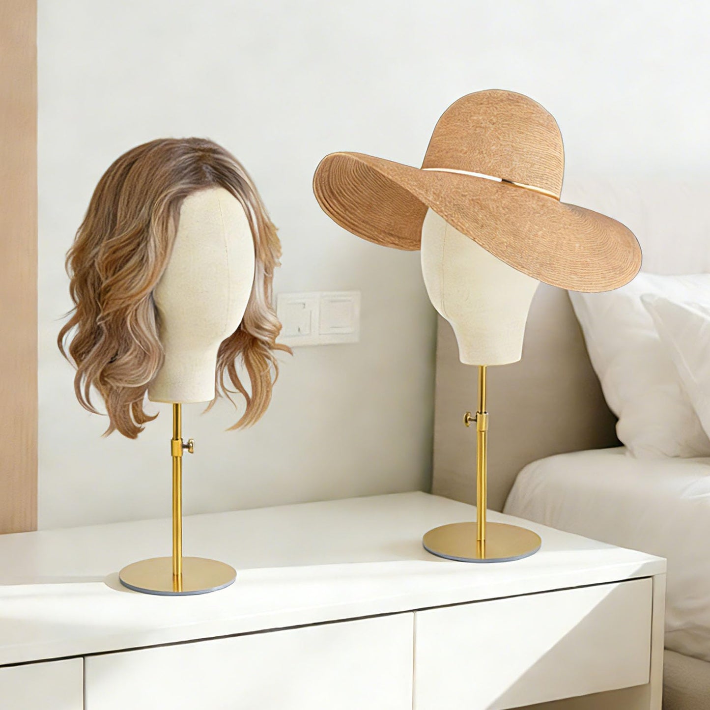 Beauty Star Wig Stand, 22inch Mannequin Head for Wig with Detachable Retractable pole, Canvas Block Wig Head Holder Rack Ideal for Hair Styling, Display Hats, Wig Making, Headdress, Height 18-23Inches