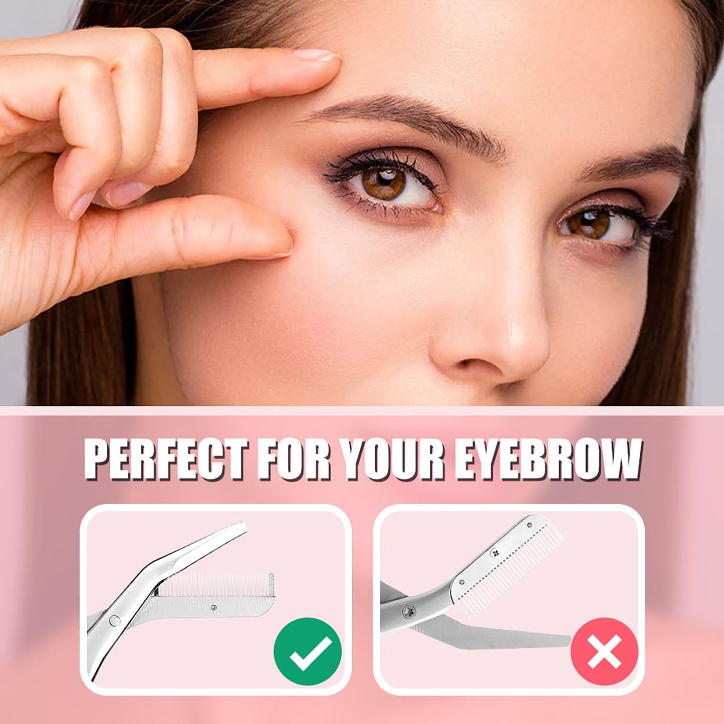 DINNAT Eyebrow Scissors With Comb, Facial Grooming Scissors Kit, Professional Precision Eyebrow Trimmer Scissors,Perfect For Gifts For Women and Men (Black Flower)