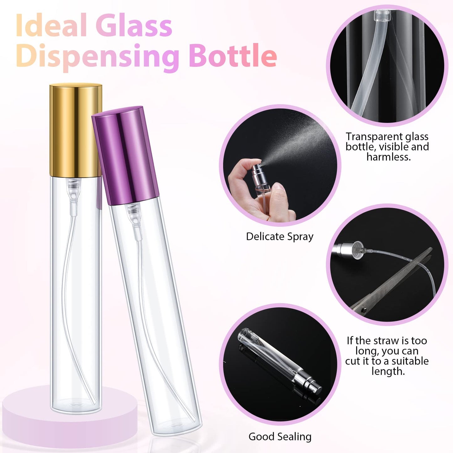 Yinder 25 Pcs 15ml Travel Spray Bottle Refillable Perfume Atomizer Bulk Glass Mini Cologne Perfume Bottles Empty Fine Mist Portable Small Sample Containers(Black, Red, Purple, Gold, Silver)