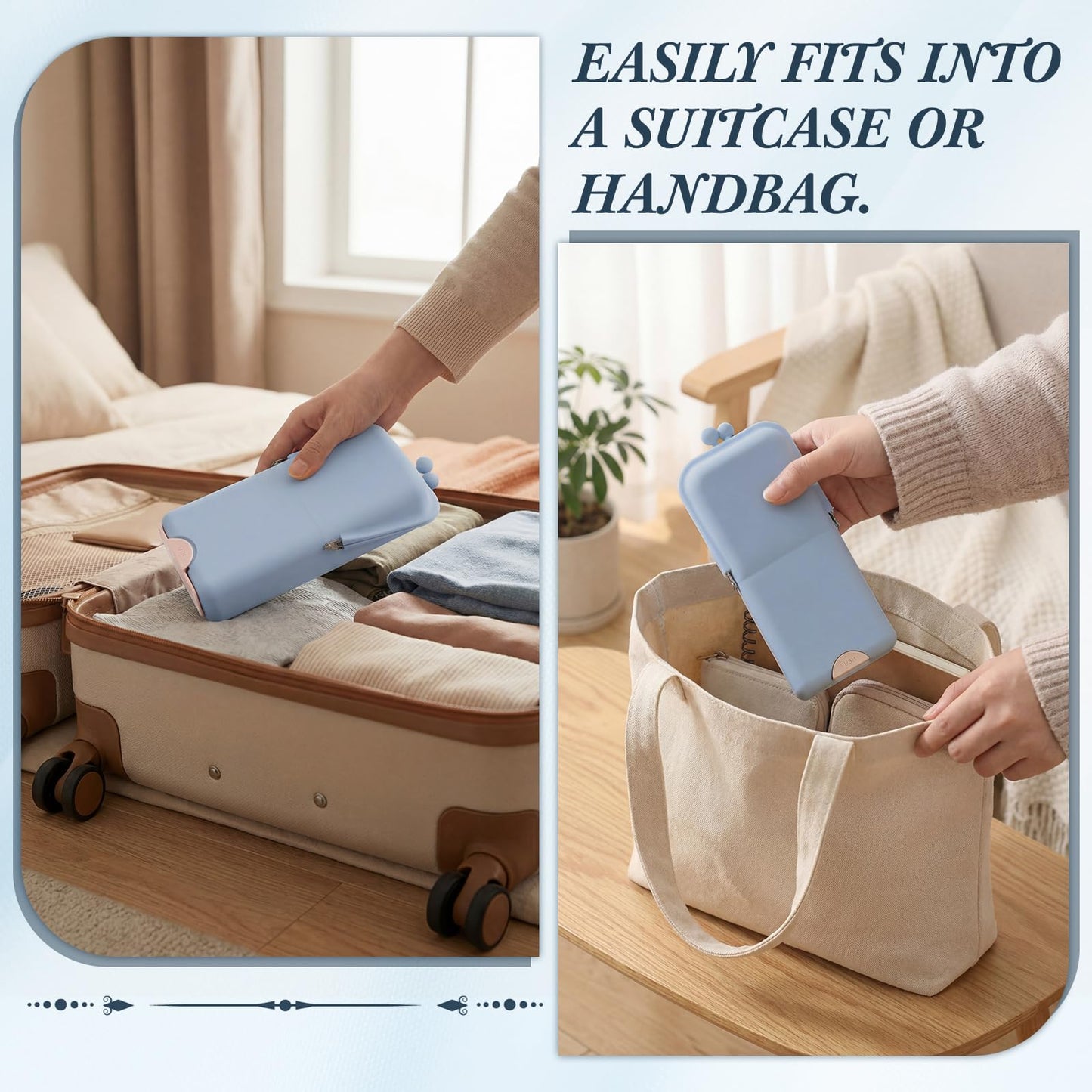 Kacctyen Makeup Brush Case Silicone Makeup Brush Holder Standing Silicone Make up Travel Bag Portable Cosmetic Case Organizer with Suction Base and Phone Stand Pouch for Travel Home Use(Light Blue)