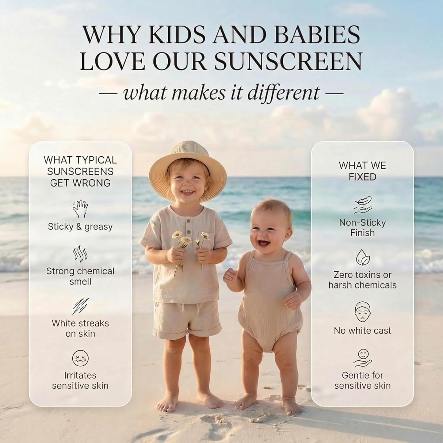 Clean + Kind Kids Sunscreen Mineral SPF 40 Twin Pack — Non Toxic Baby & Toddler Sunblock Bundle with Non-Nano Zinc Oxide, Grass-Fed Tallow, Natural Reef-Safe Sun Lotion, No White Cast (Two 3.4 oz)