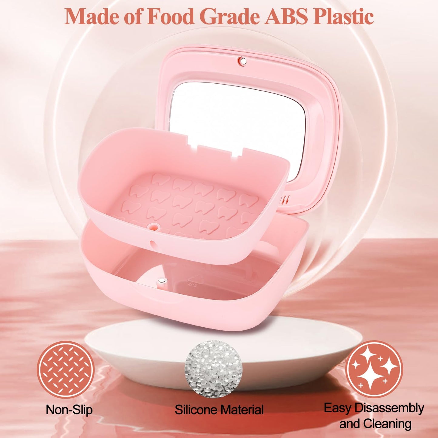 LONGMON Retainer Case With Mirror,Compatible with Invisalign,Vent Holes,Contain Remover Tool,Cleaning Brush,Chewies for Invisalign