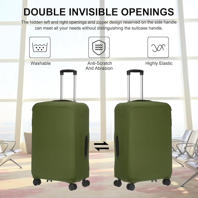 uxcell Travel Luggage Cover, Washable Suitcase Covers for Luggage Anti-scratch Suitcase Protector Elastic Baggage Protective, Fits 22-25 Inch Suit Case, Army Green