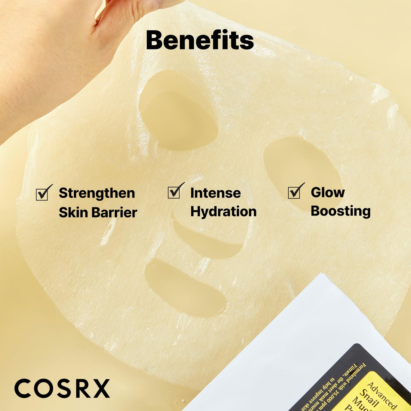 COSRX Snail Mucin Sheet Mask 10 EA with Snail Mucin Serum, Hydrating Face Sheet Masks for Dry & Sensitive Skin, Korean Face Mask for Self Care, Korean Skin Care